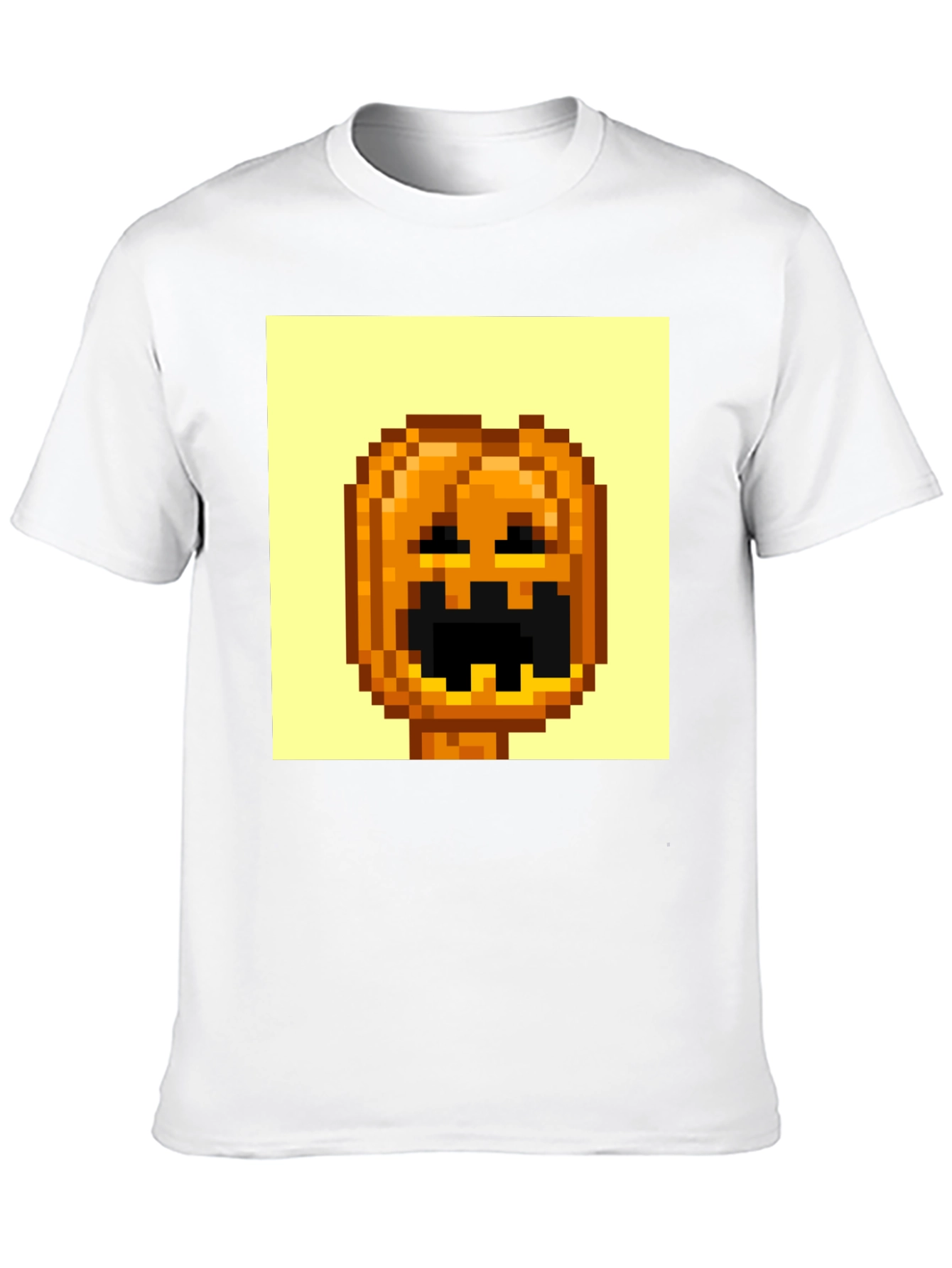 Pixel Pumpkin Head Graphic Tee - Spooky Season Shirt
