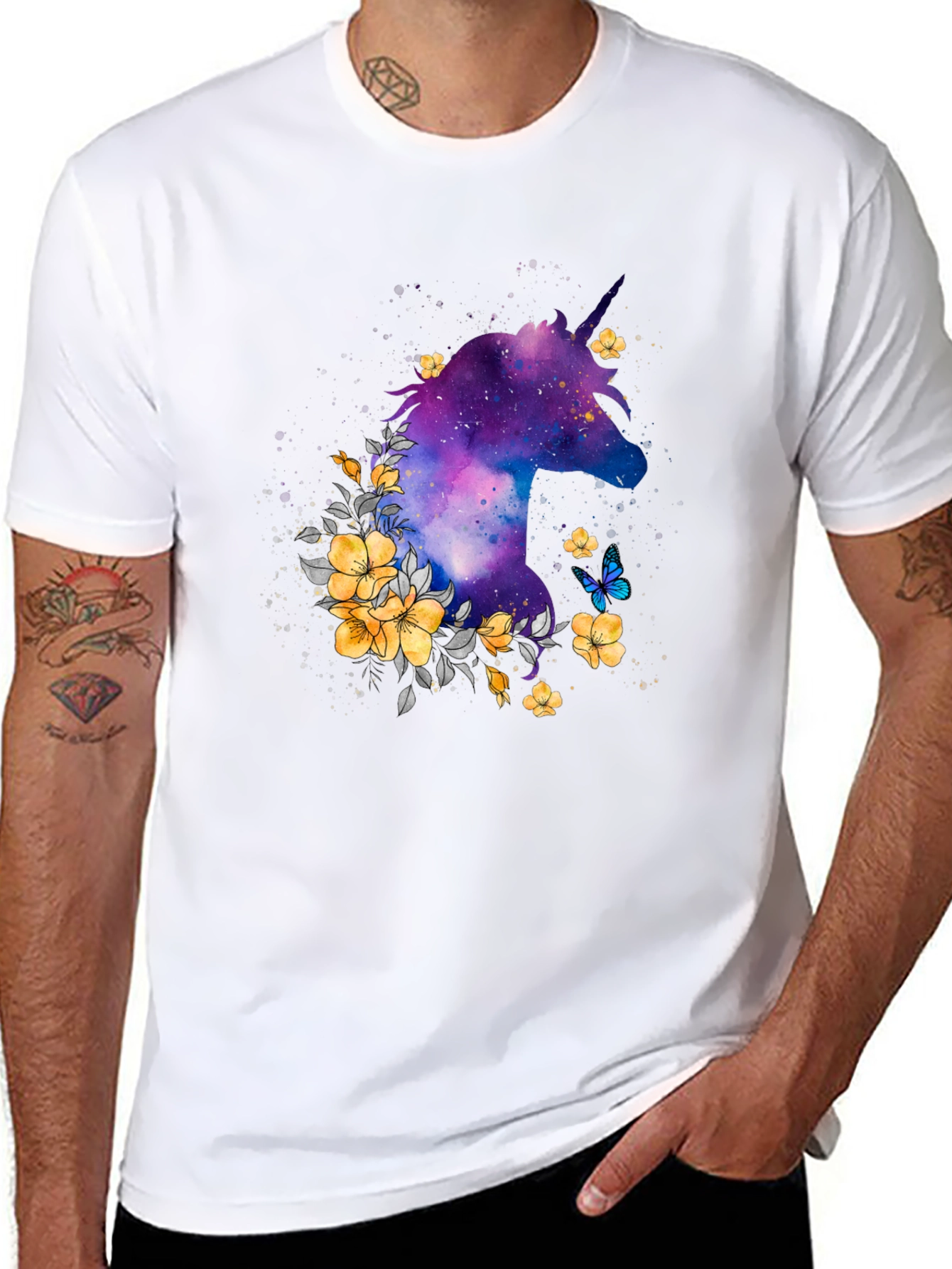 Unicorn Galaxy Floral Graphic Tee