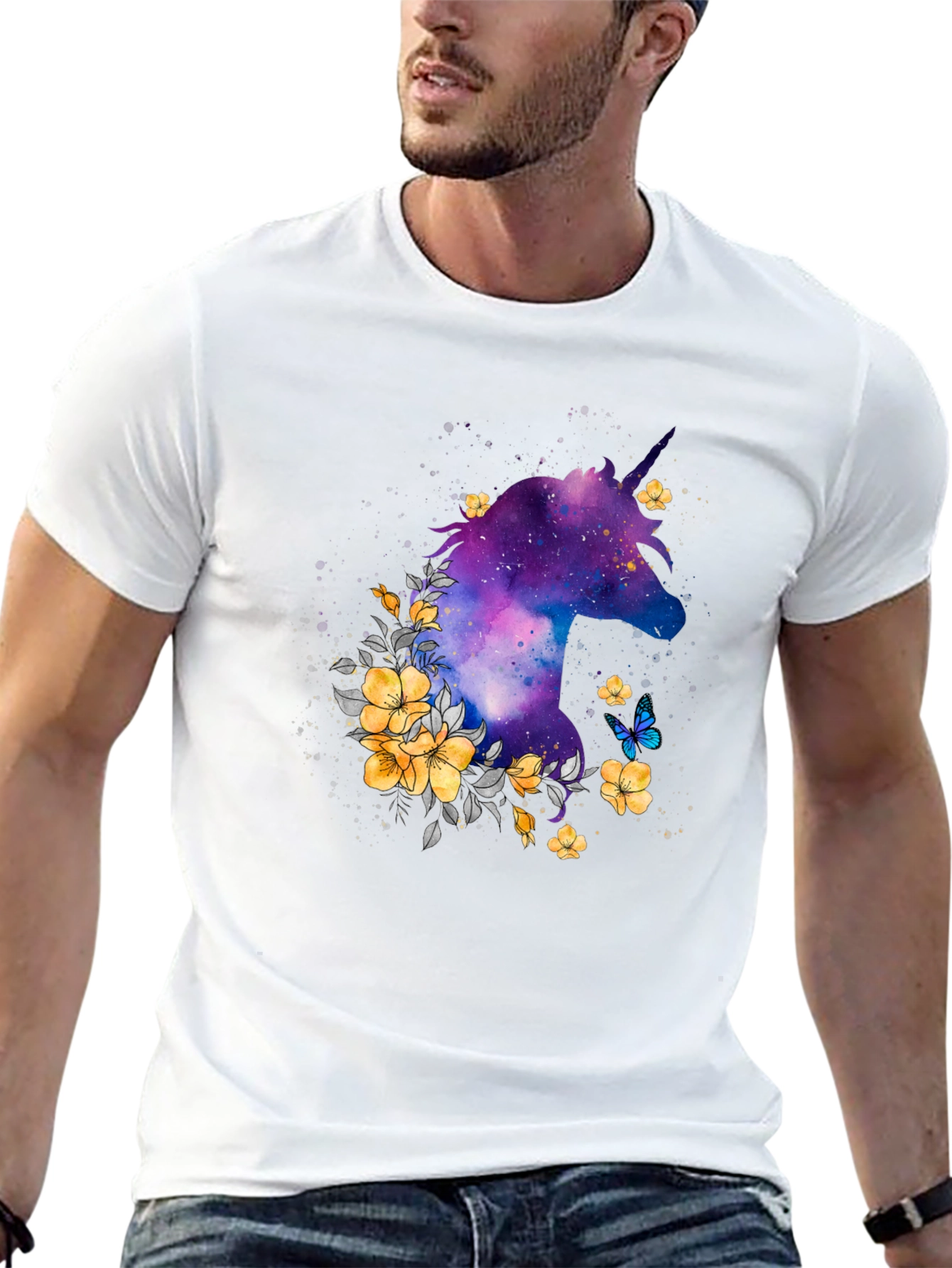Unicorn Galaxy Floral Graphic Tee