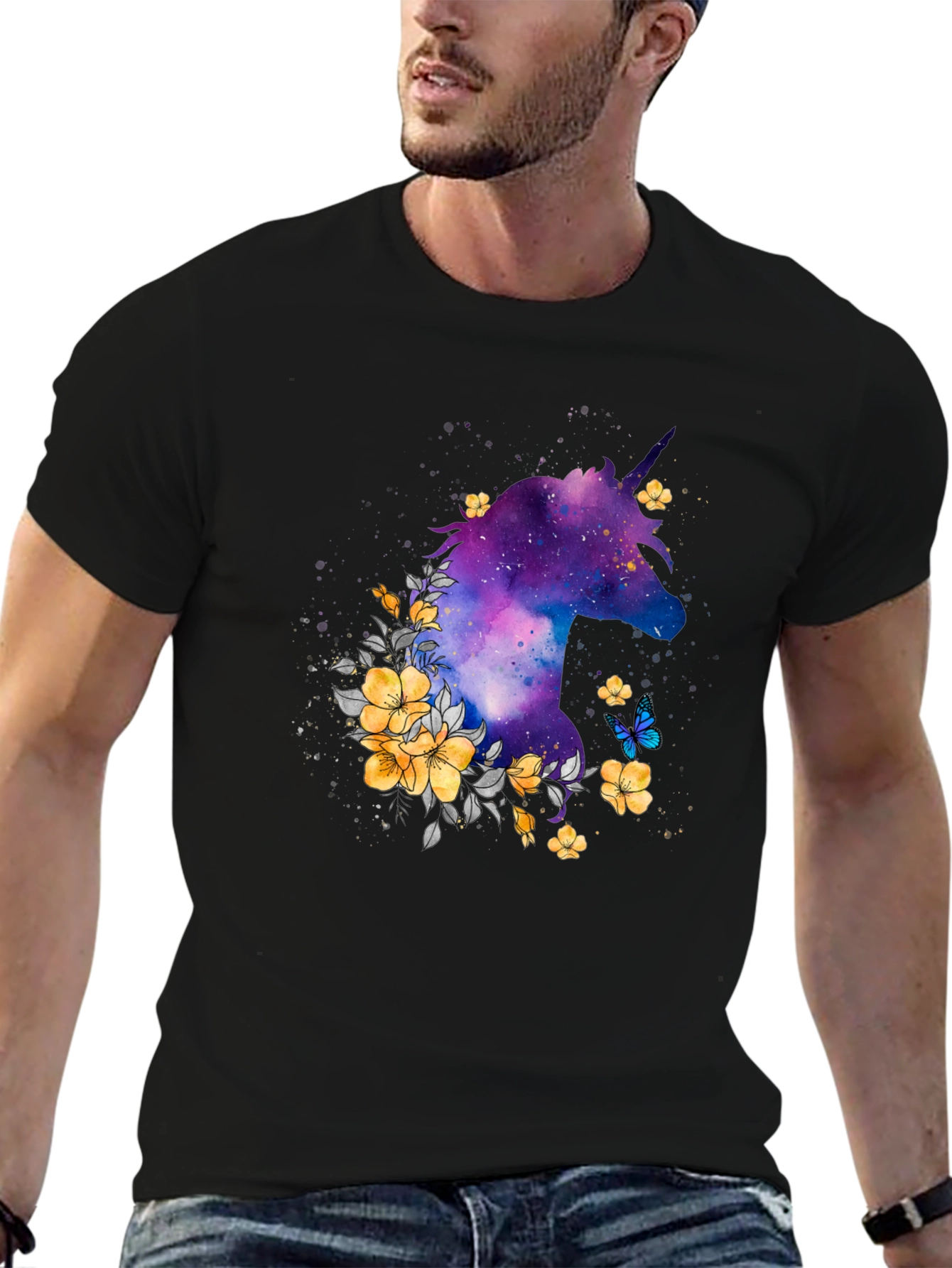 Unicorn Galaxy Floral Graphic Tee