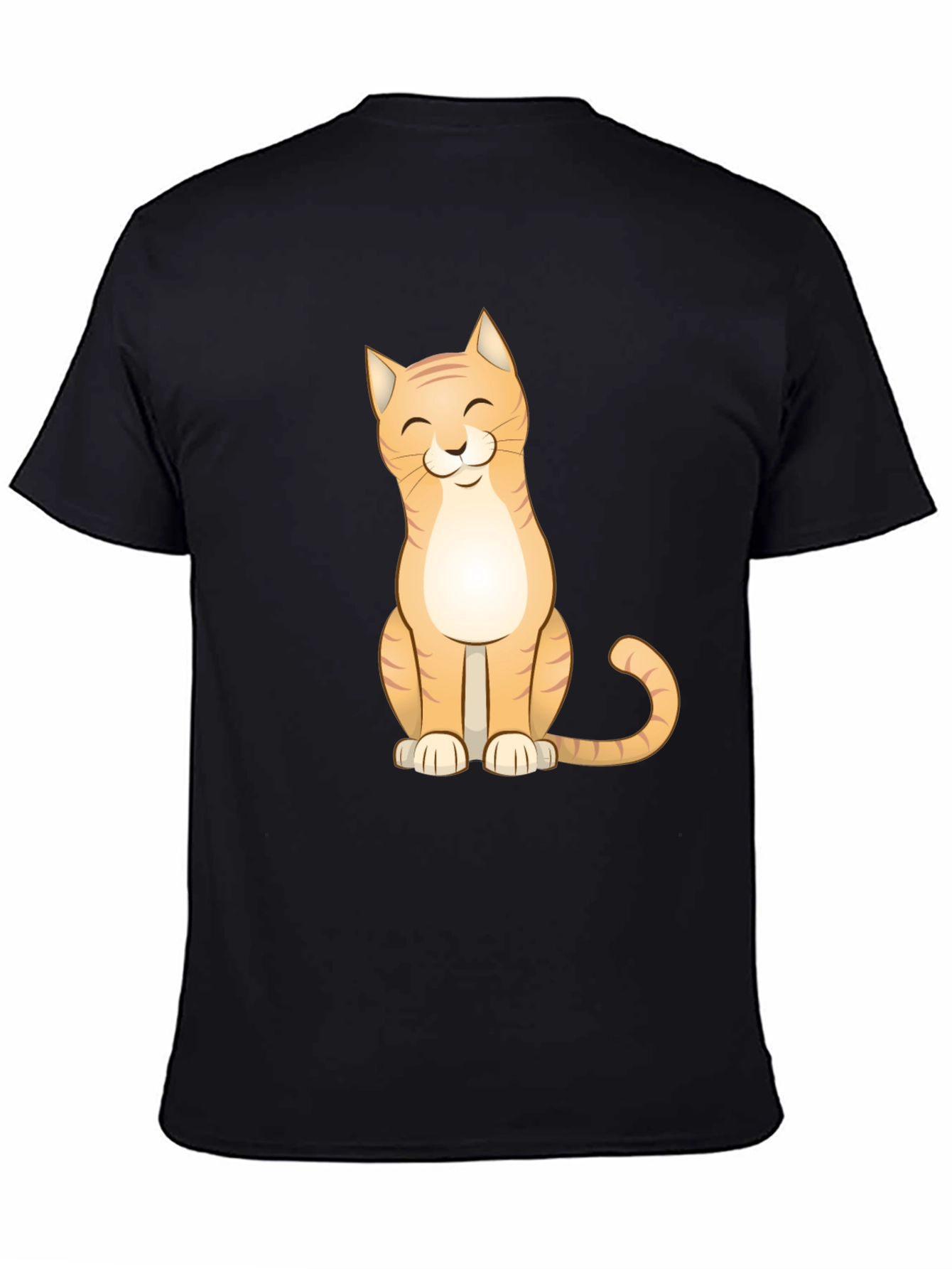 Cute Cat Graphic Tee - Black Cotton T-Shirt
