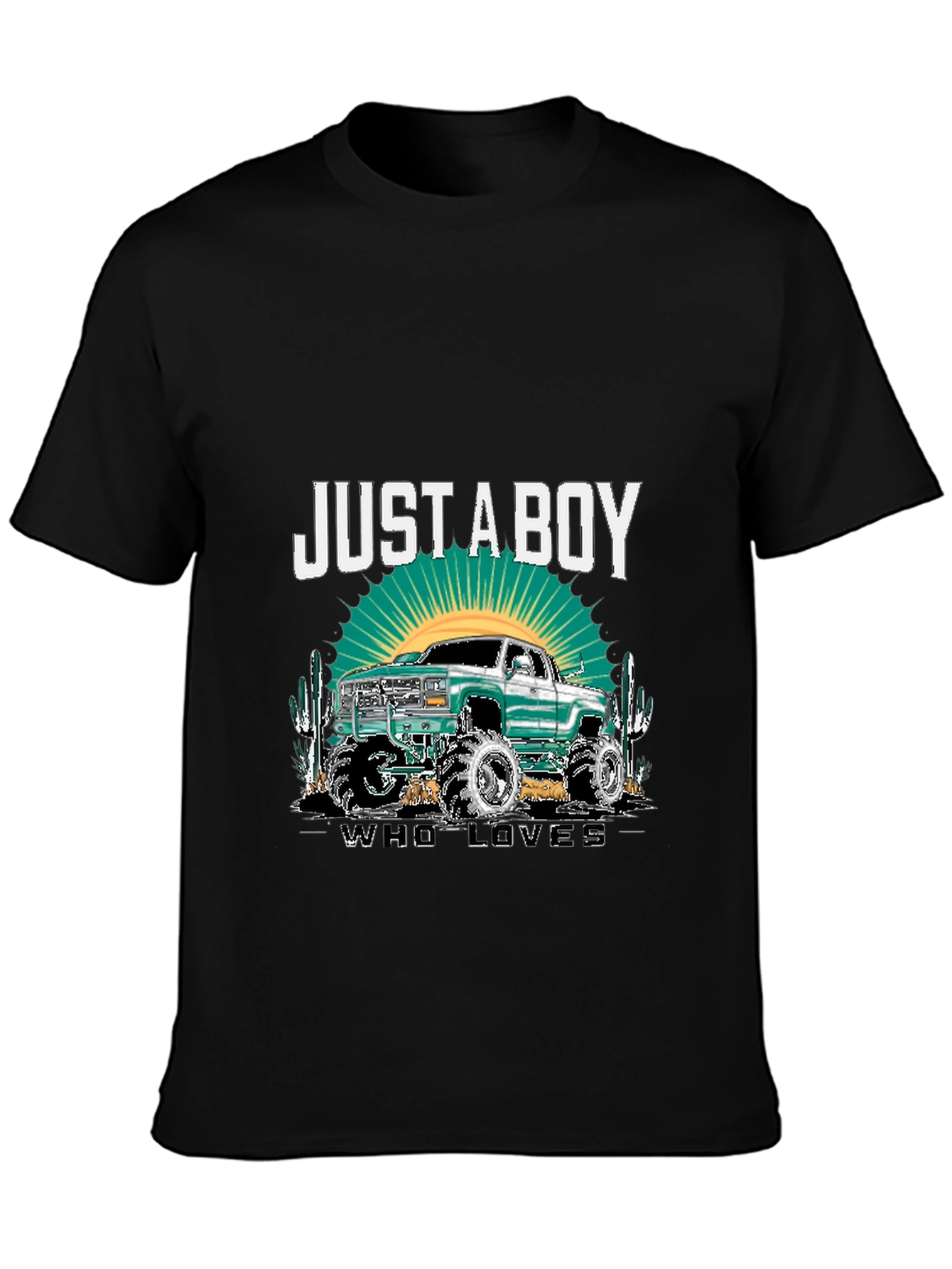 Just a Boy Who Loves Trucks - Black T-Shirt