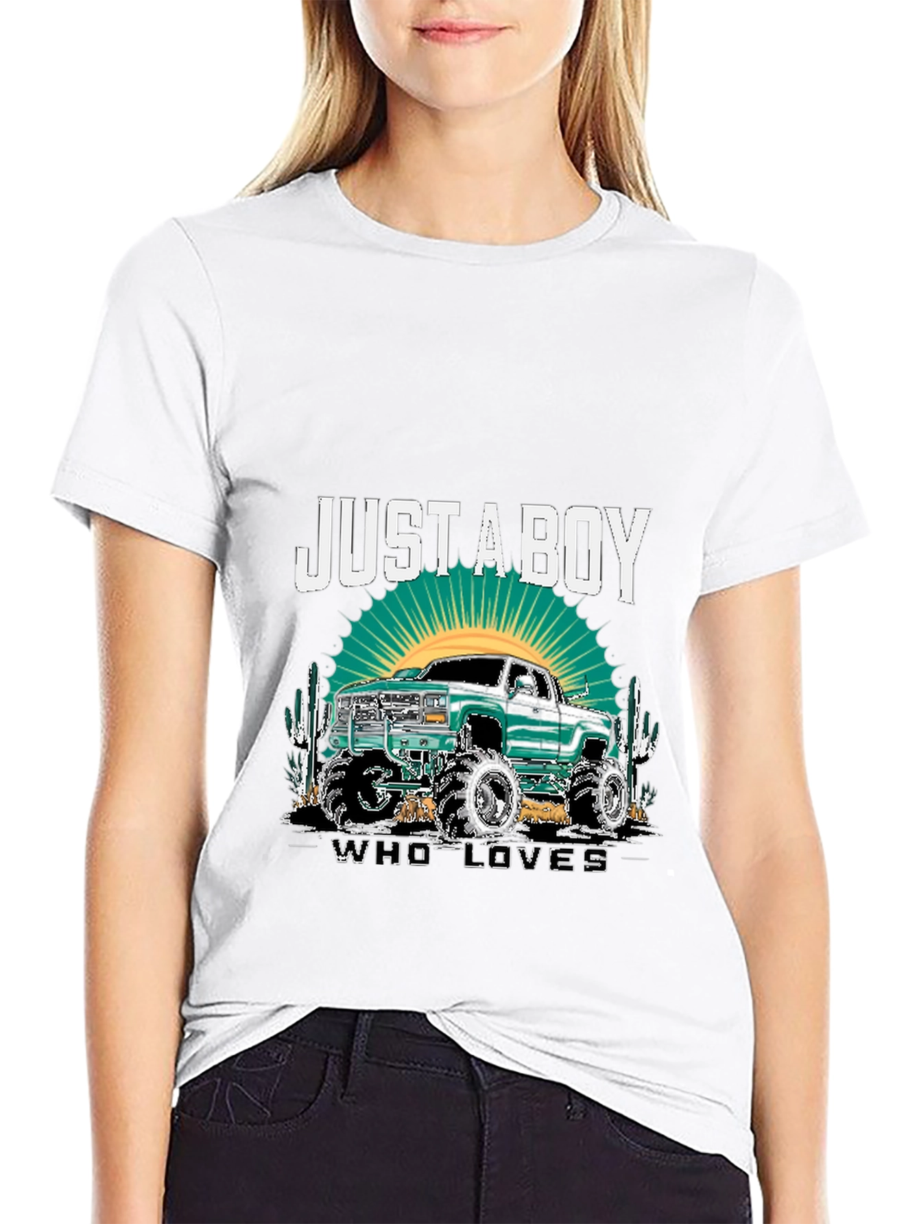 Just a Boy Who Loves Trucks - Black T-Shirt