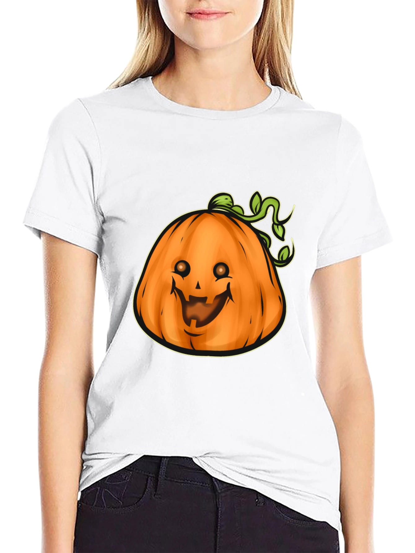 Mens Black Halloween Pumpkin Graphic Tee
