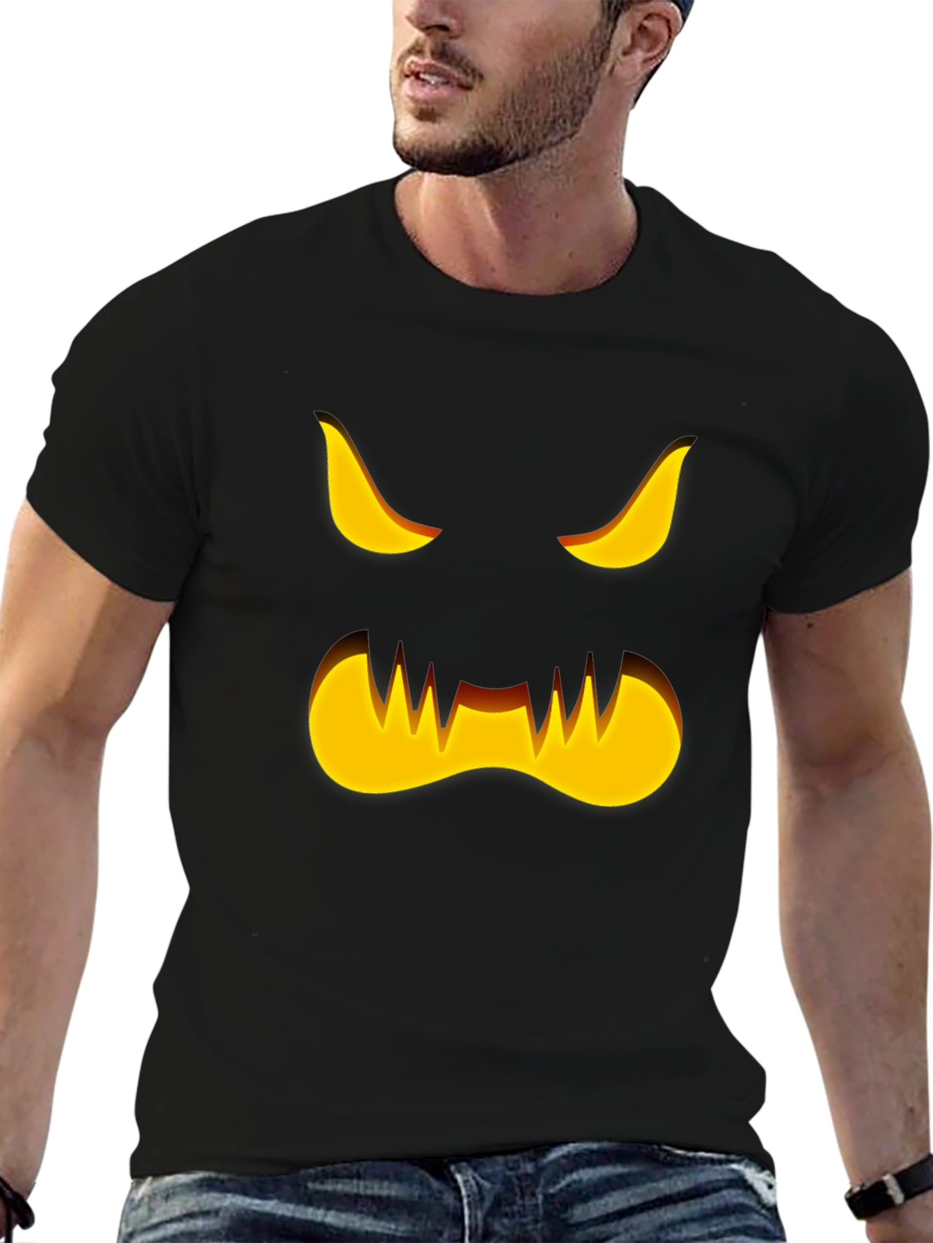 Spooky Halloween Pumpkin Face Graphic T-Shirt
