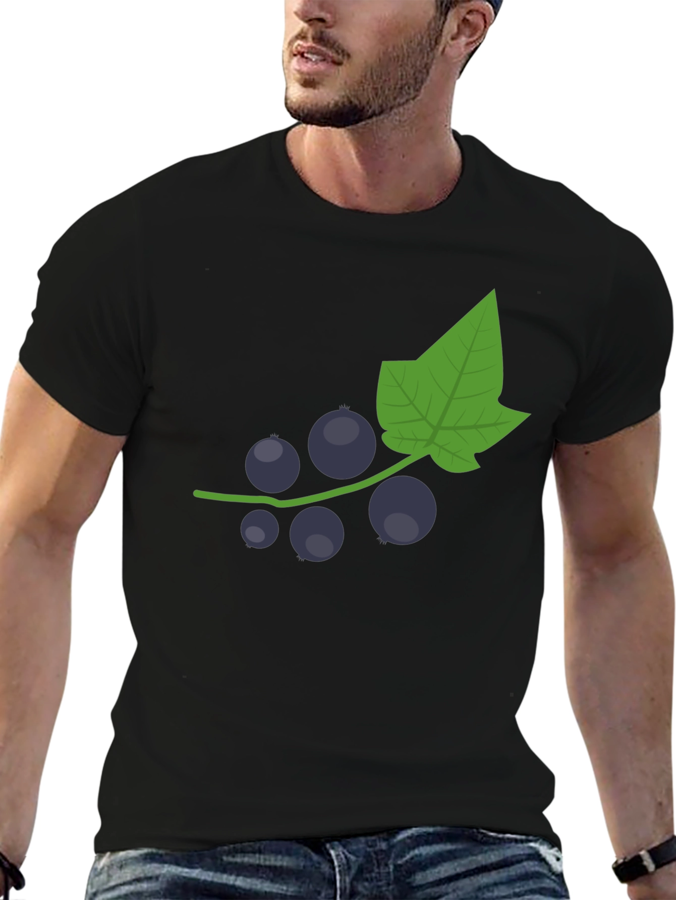 Black T-Shirt with Currant Graphic