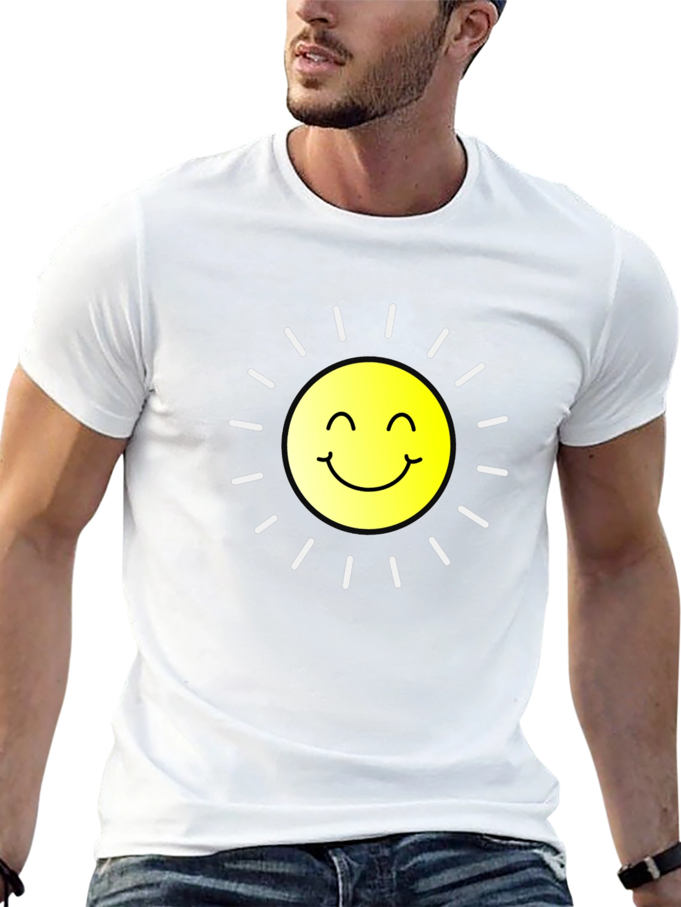 Smiling Sun Graphic Black T-Shirt