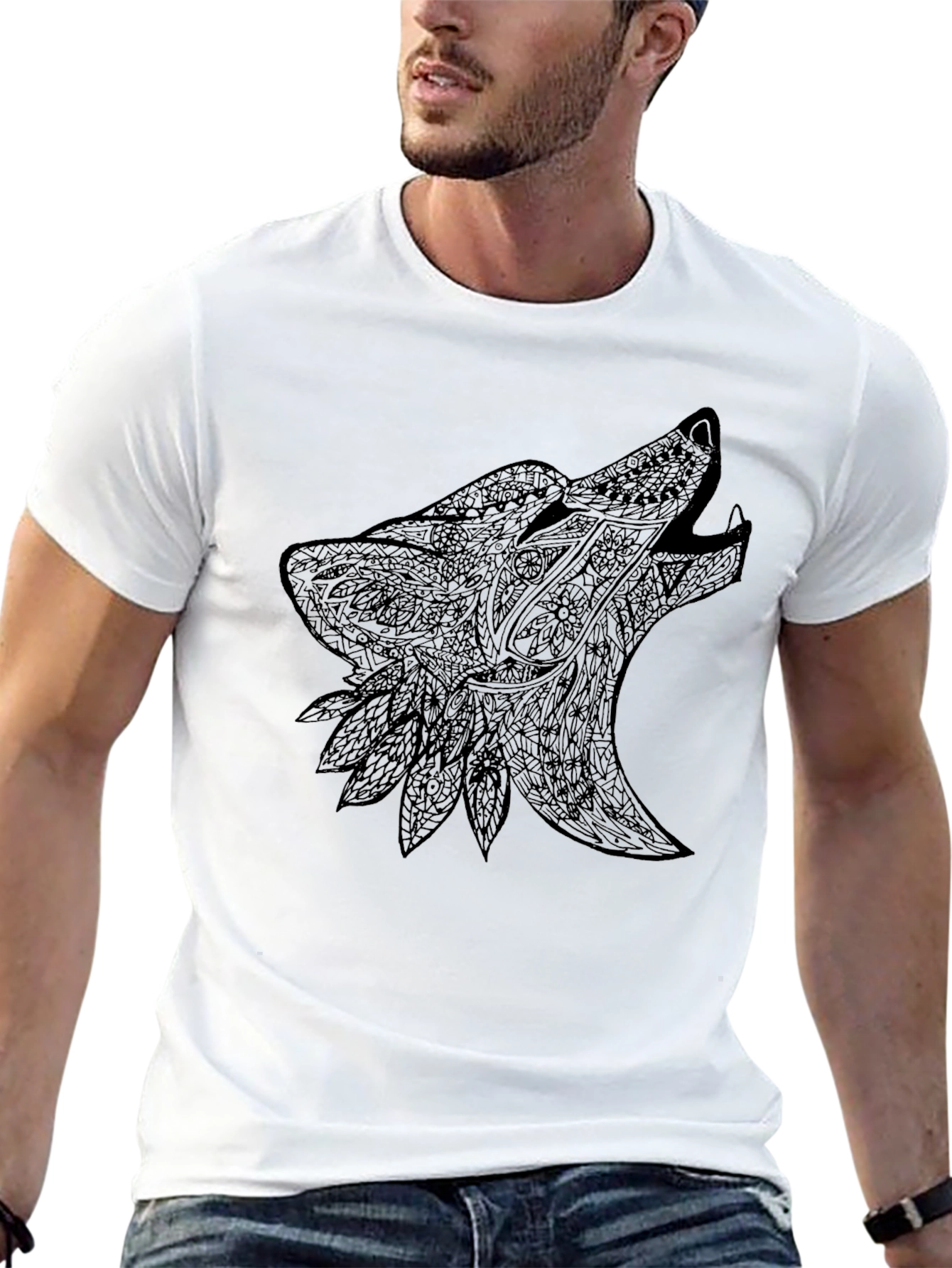 Black Wolf Design Graphic Tee
