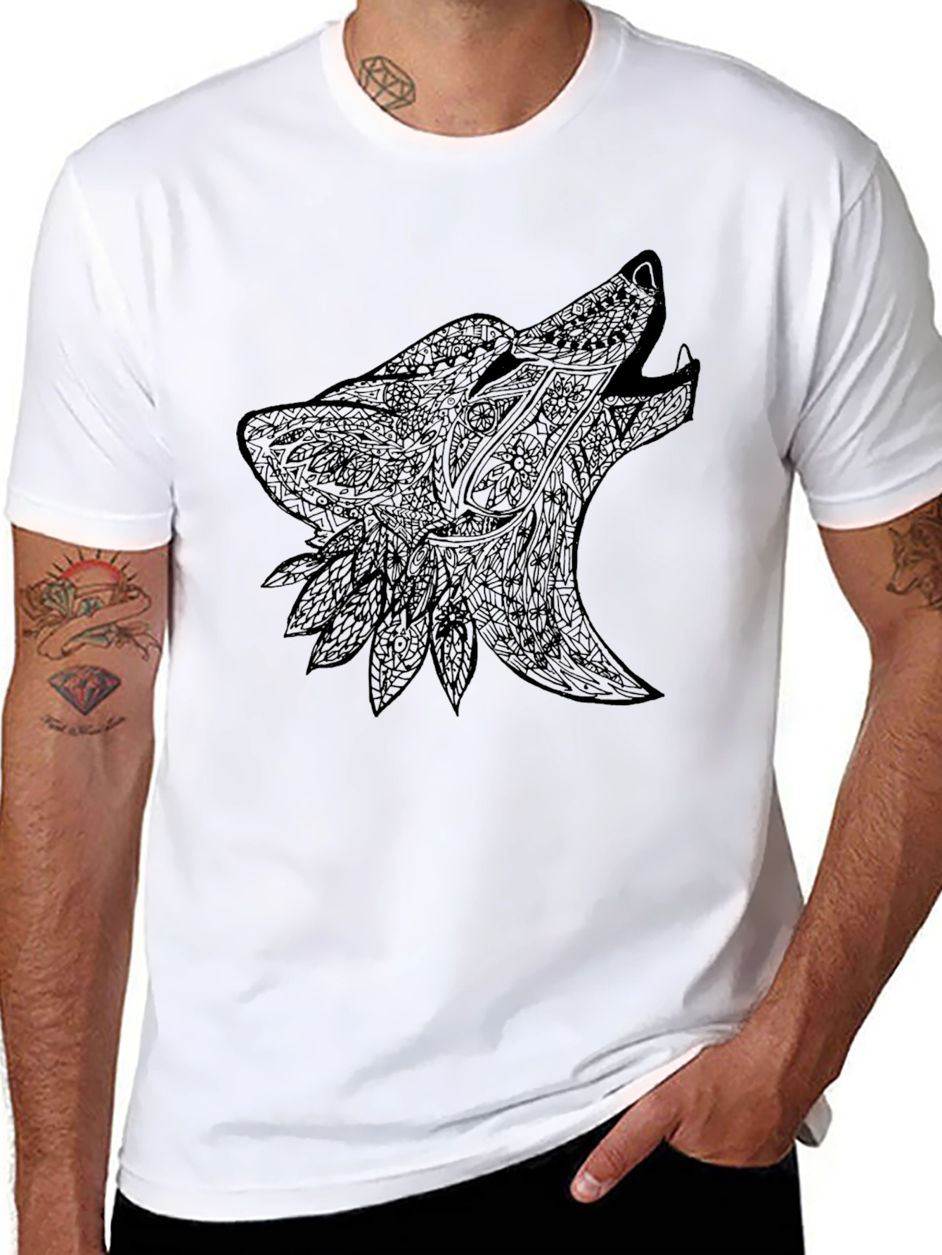 Black Wolf Design Graphic Tee