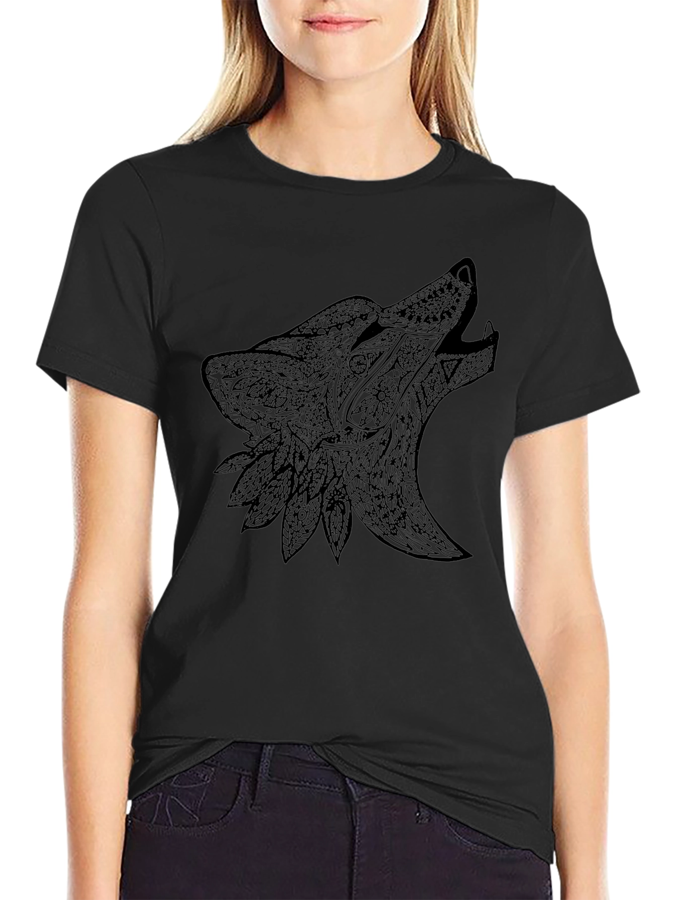 Black Wolf Design Graphic Tee