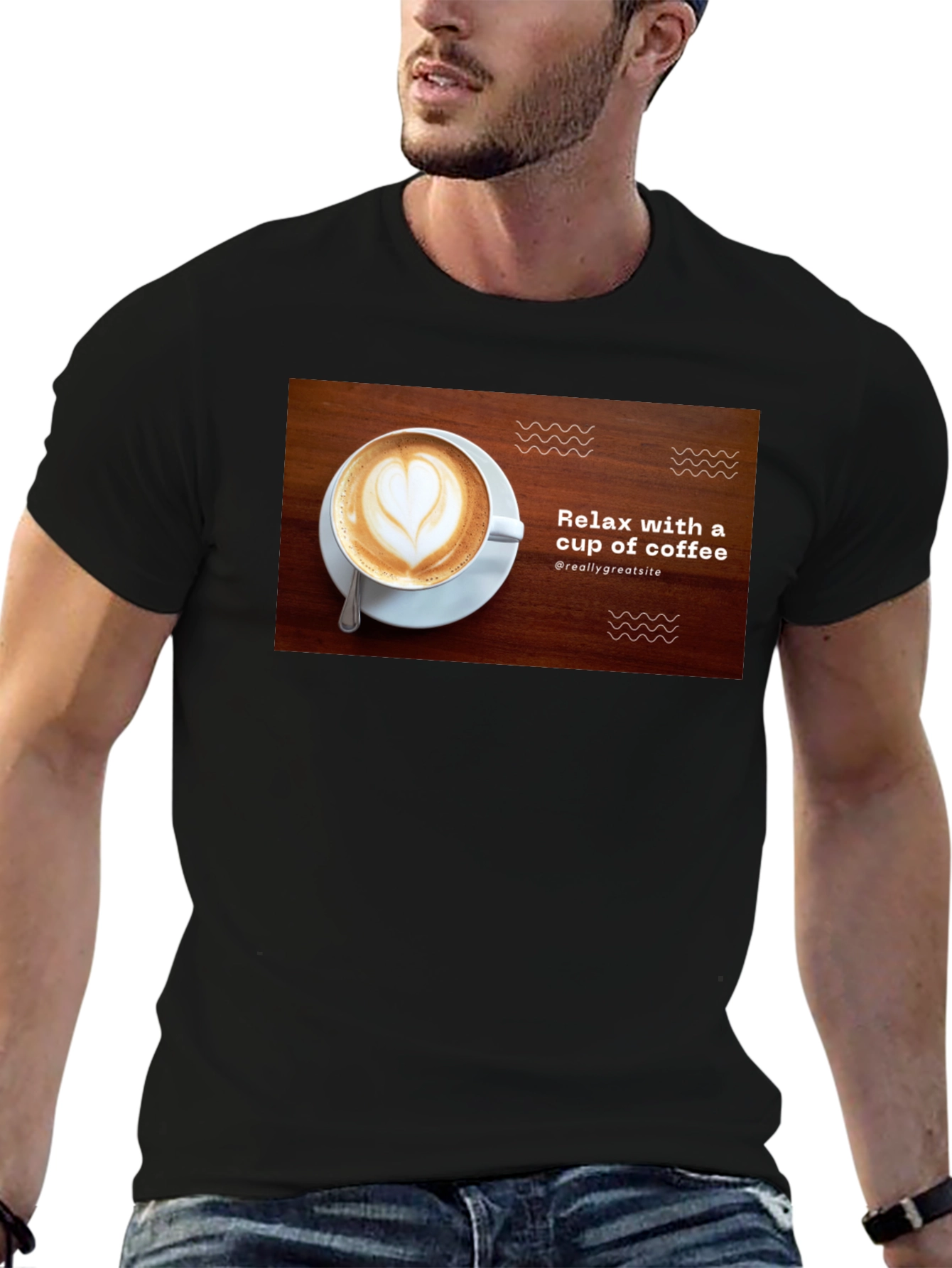 Relax with Coffee Black T-Shirt