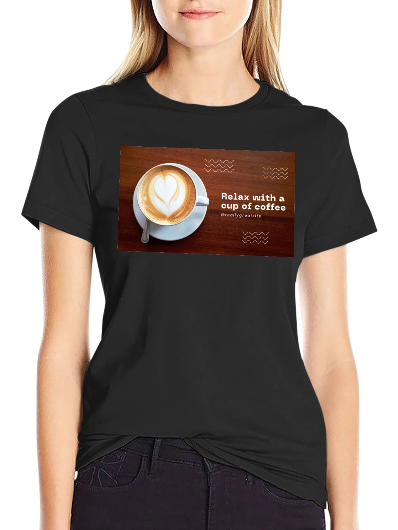 Relax with Coffee Black T-Shirt
