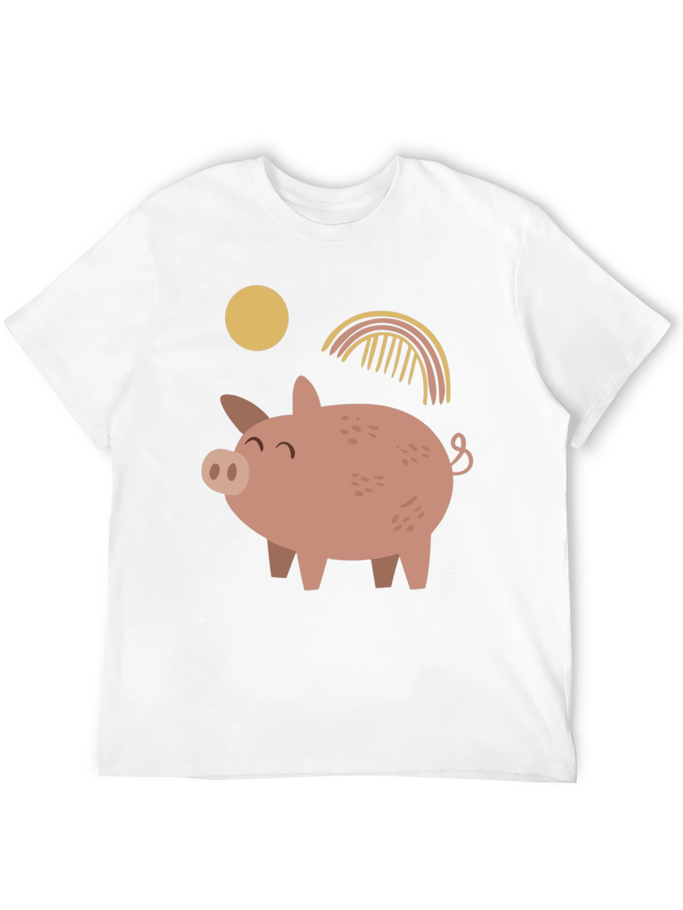 Cute Pig Graphic Print Black T-Shirt