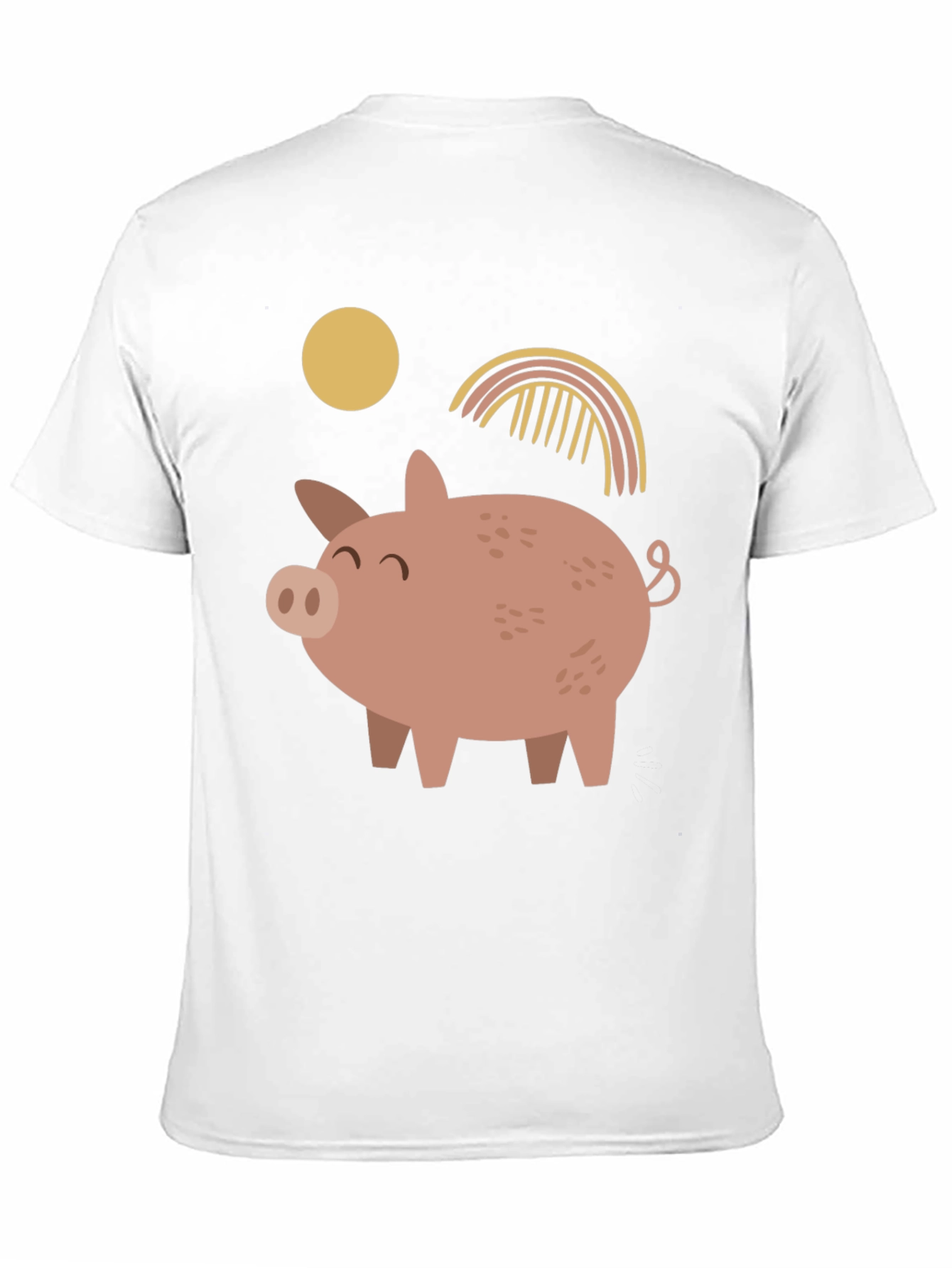 Cute Pig Graphic Print Black T-Shirt