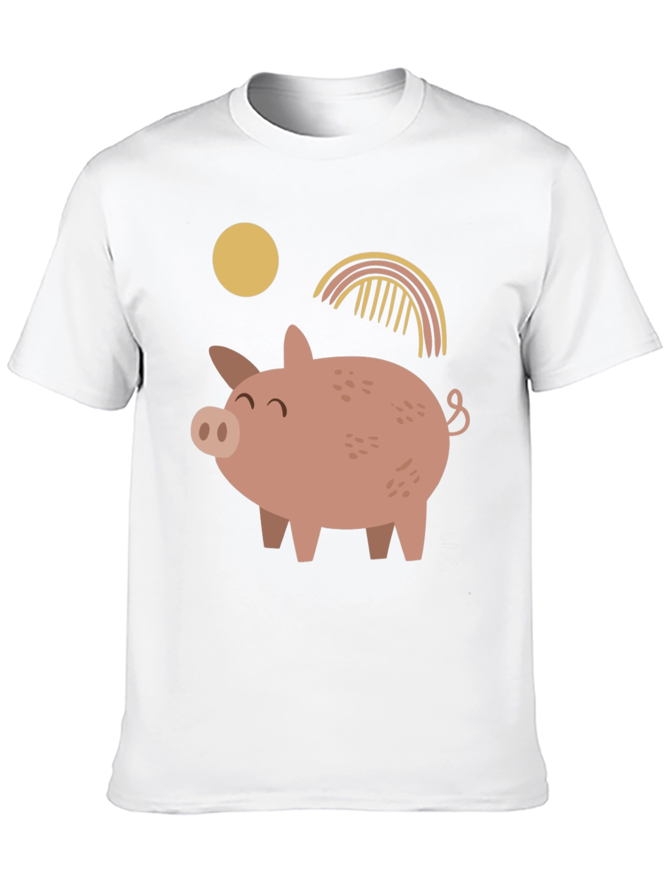 Cute Pig Graphic Print Black T-Shirt