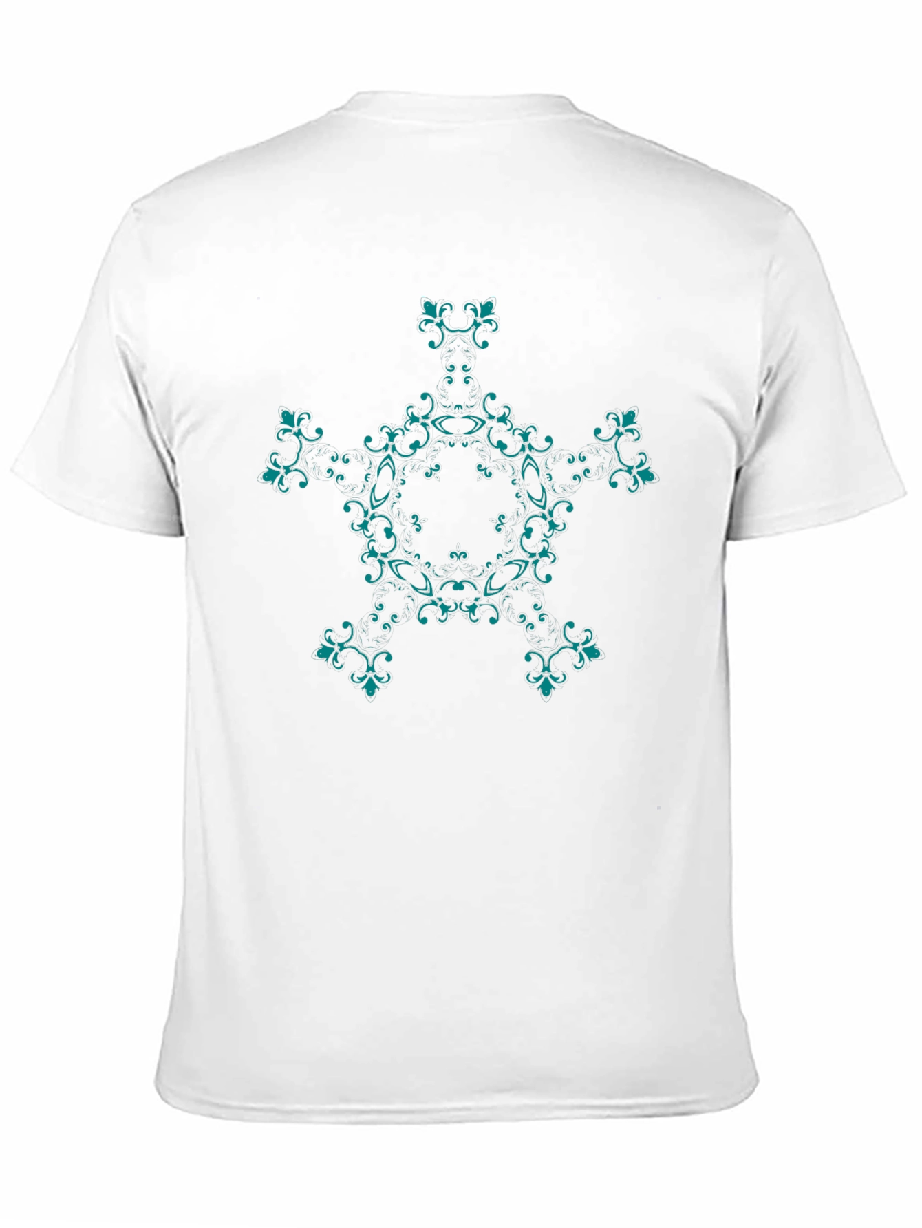 Elegant Black T-Shirt with Teal Floral Design