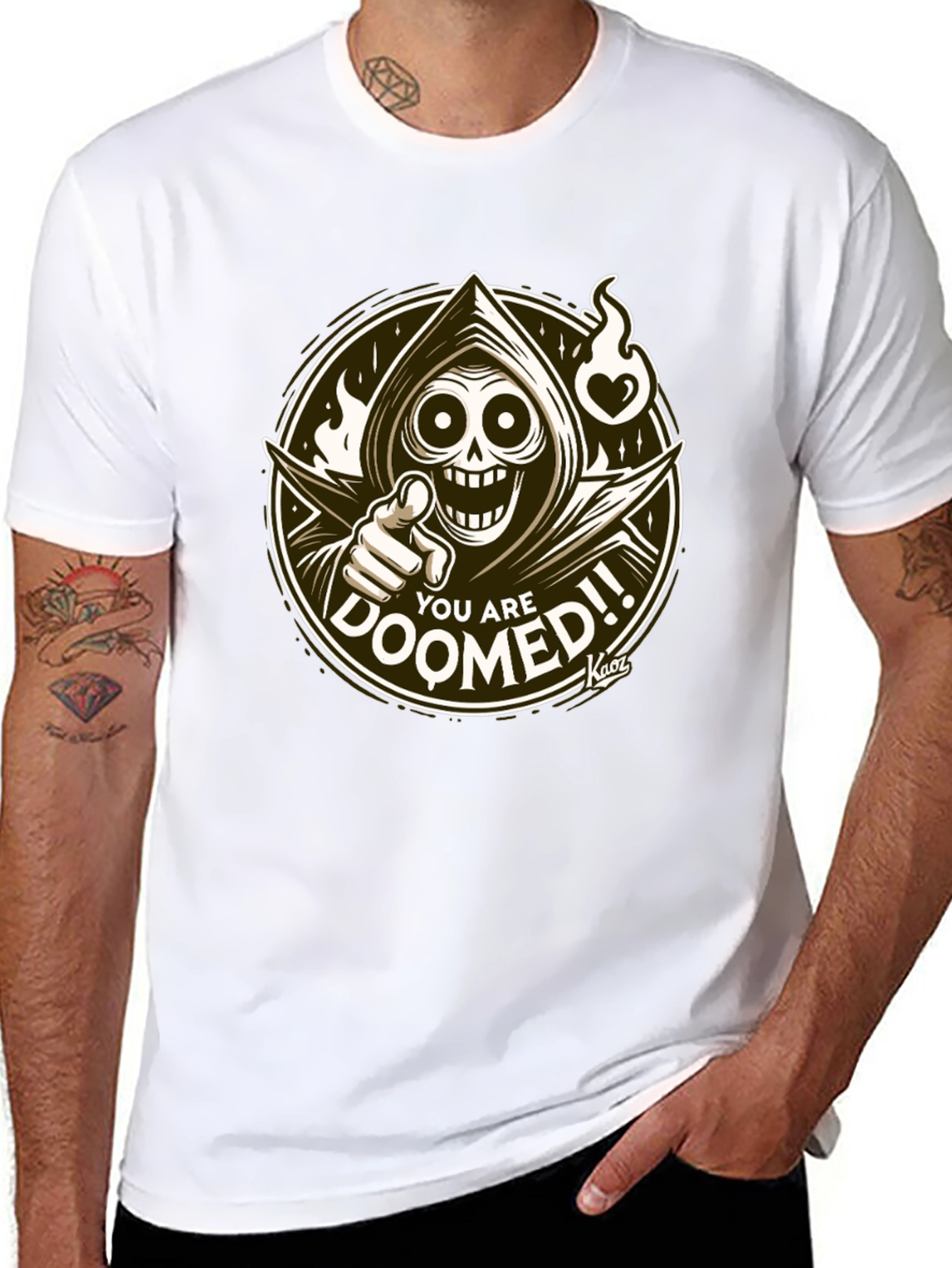 You Are Doomed Graphic Tee - Grim Reaper Design