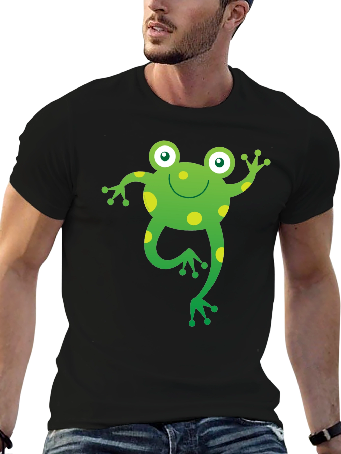 Fun Frog Graphic T-Shirt - Black Cotton Tee