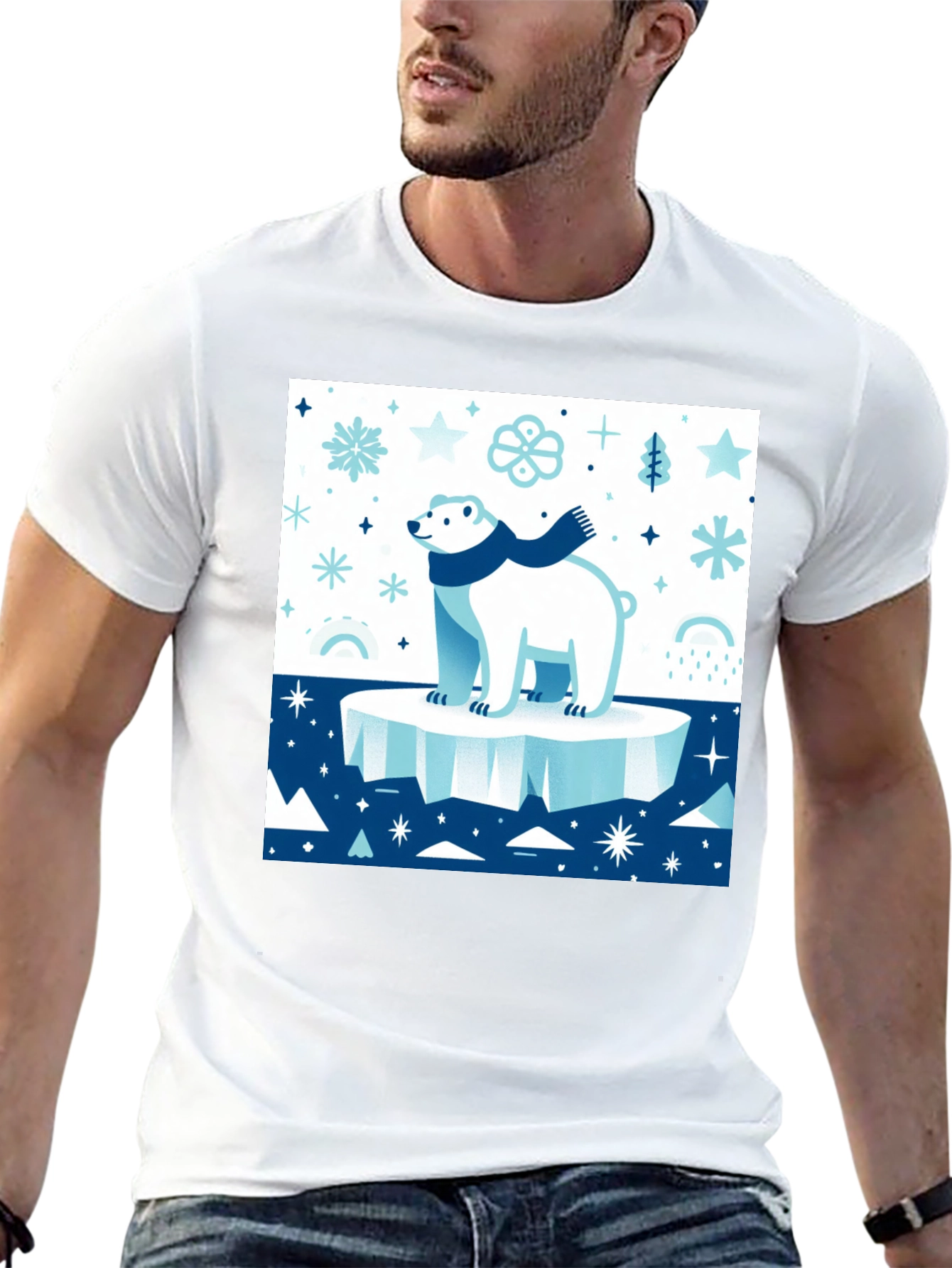 Polar Bear Winter Scene Graphic Tee