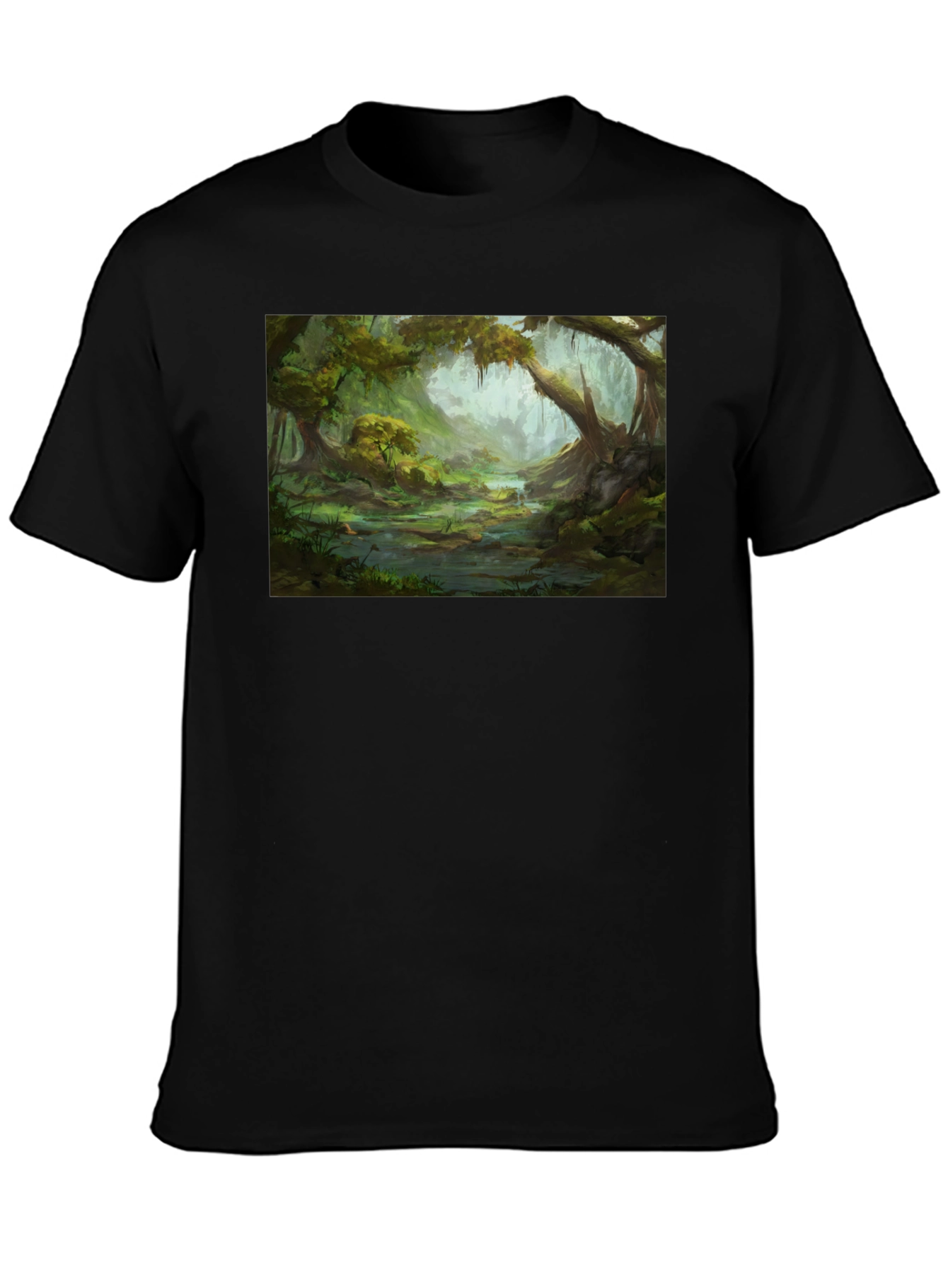 Swamp Landscape Graphic Tee - Black Relaxed Fit