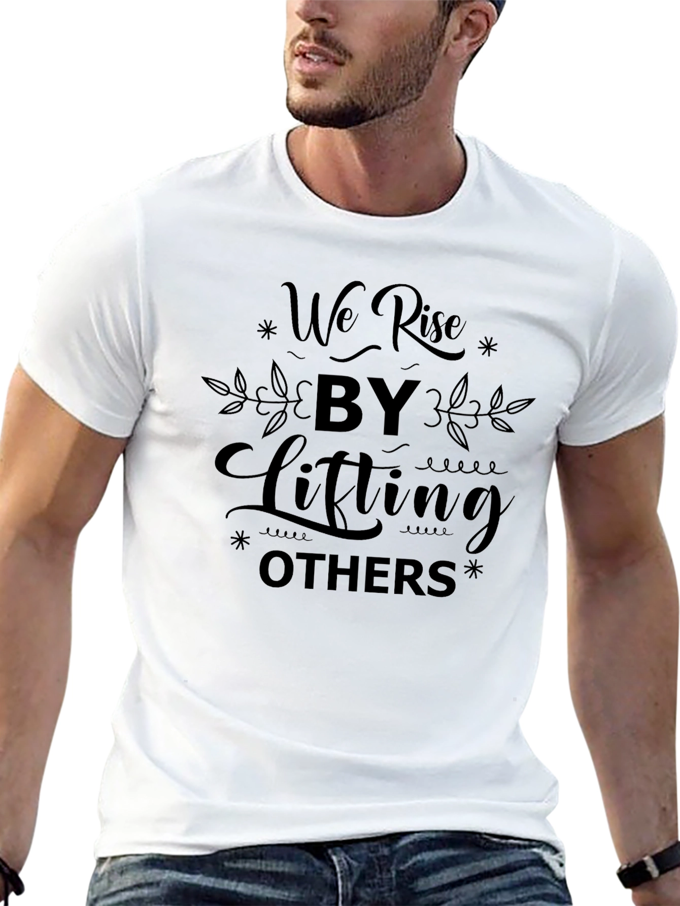 Inspirational We Rise Black T-Shirt