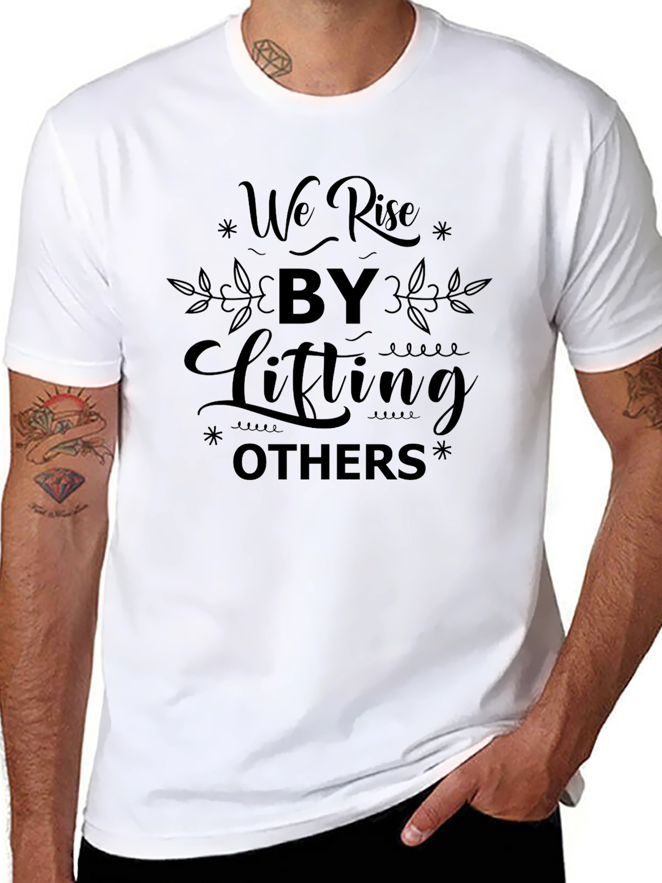 Inspirational We Rise Black T-Shirt