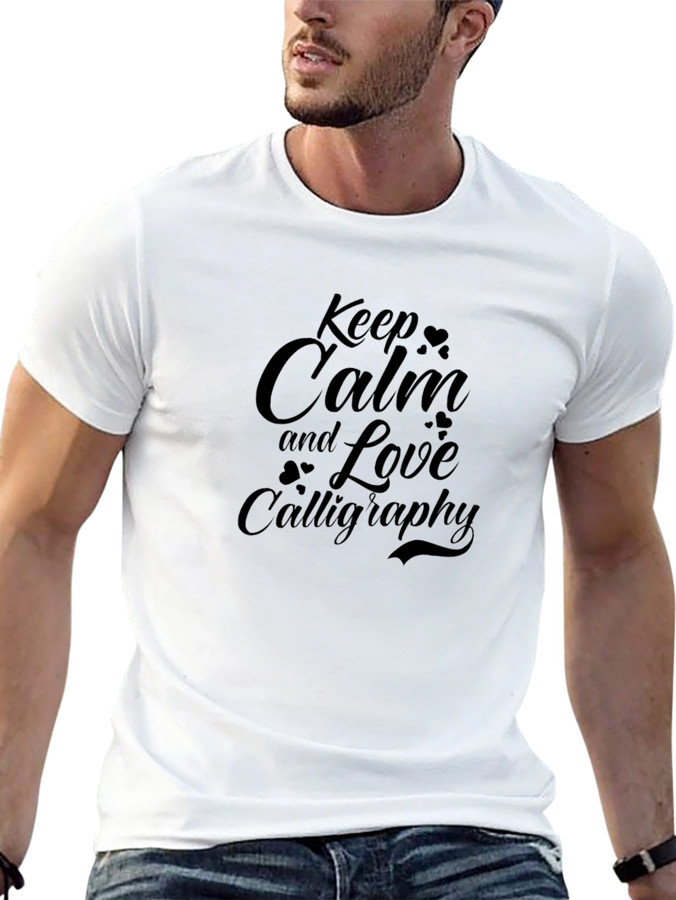 Keep Calm & Love Calligraphy - Black T-Shirt
