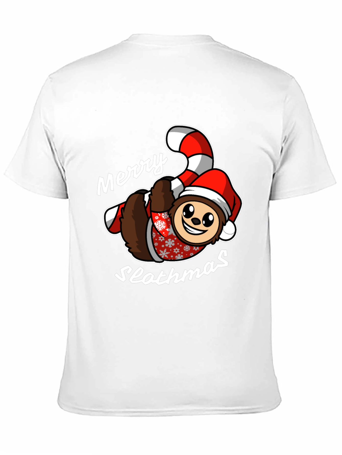 Merry Slothmas T-Shirt - Holiday Sloth Candy Cane Tee