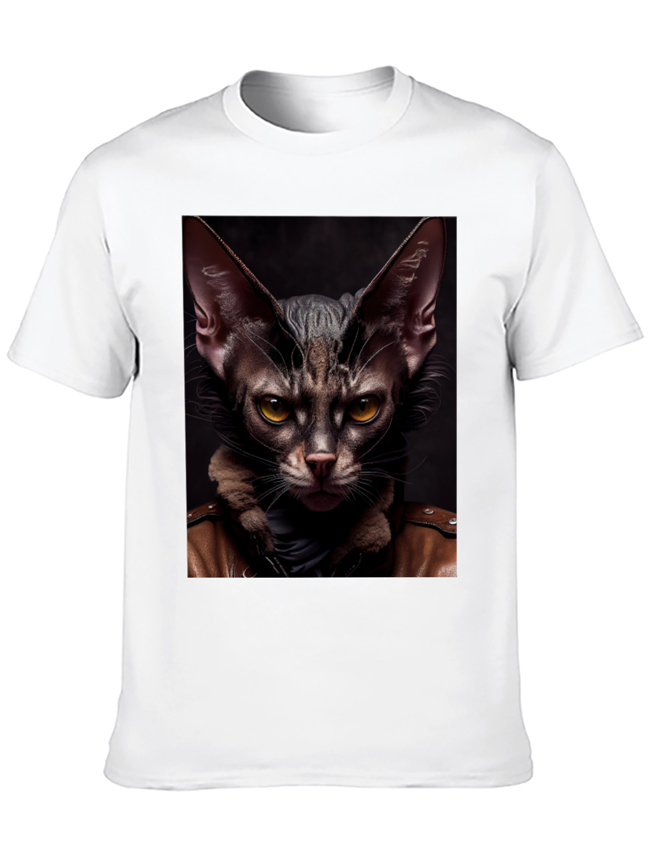 Cat in Leather Jacket Graphic T-Shirt