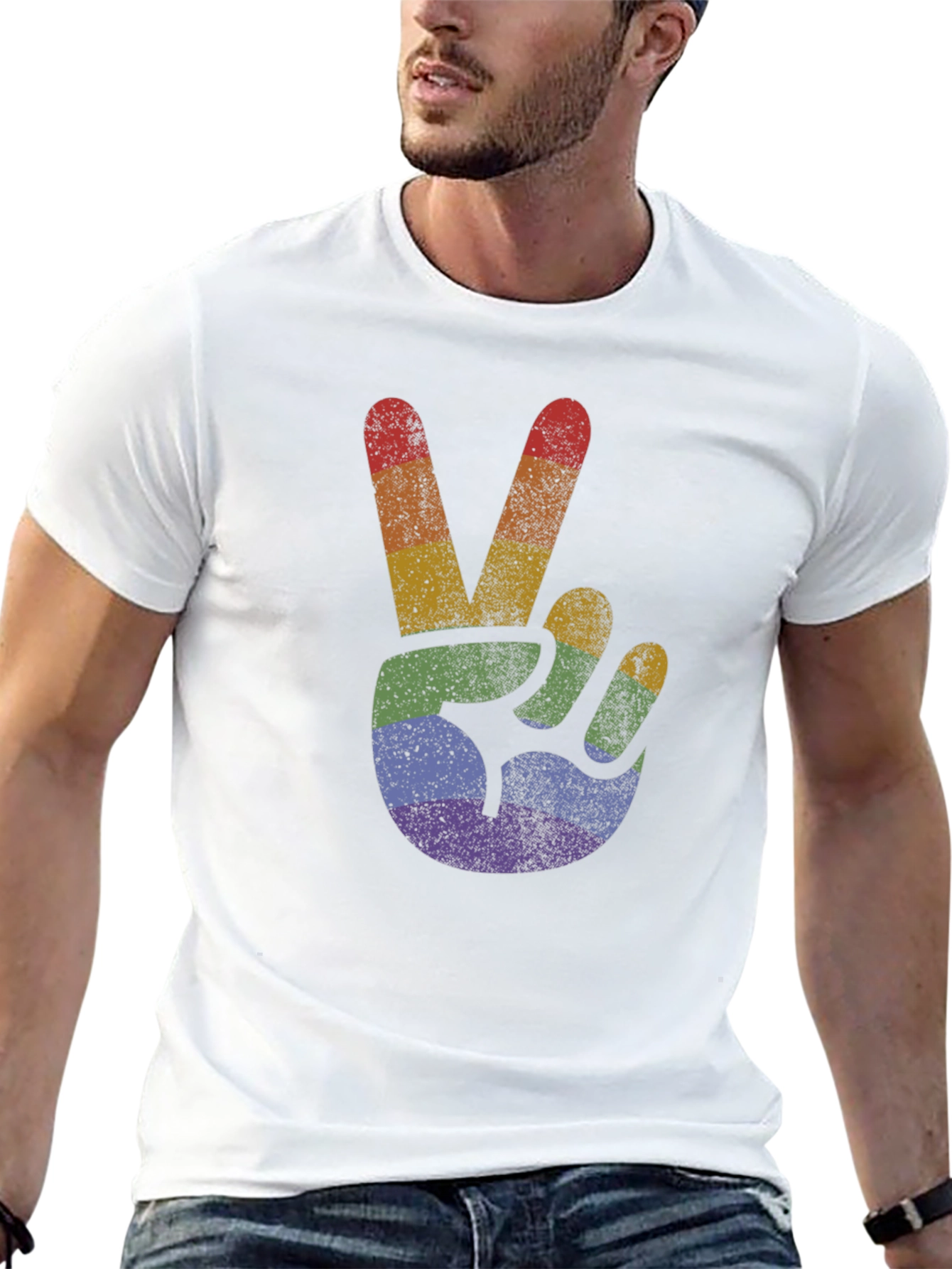 Retro Rainbow Peace Sign T-Shirt