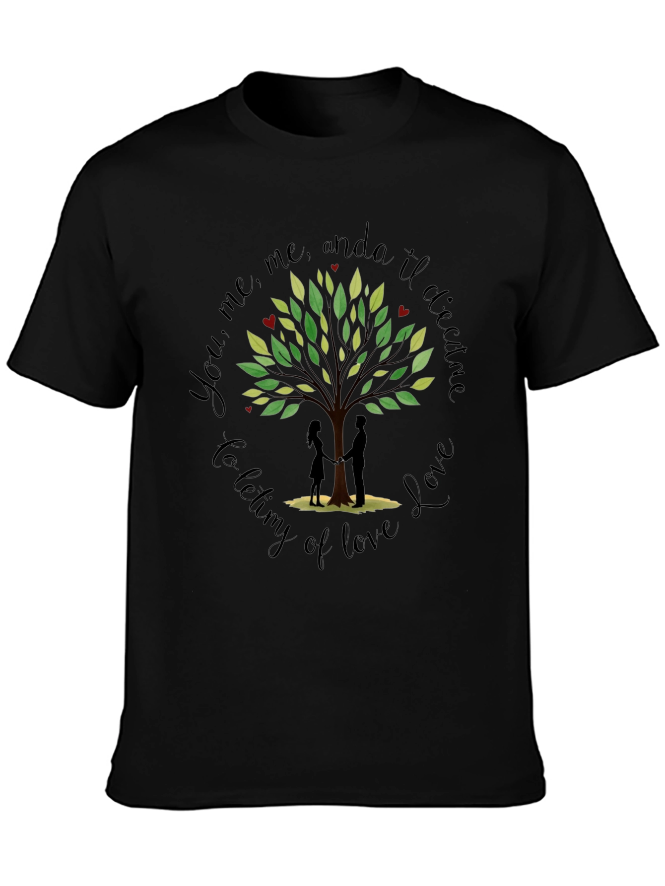 Romantic Tree of Love Graphic T-Shirt