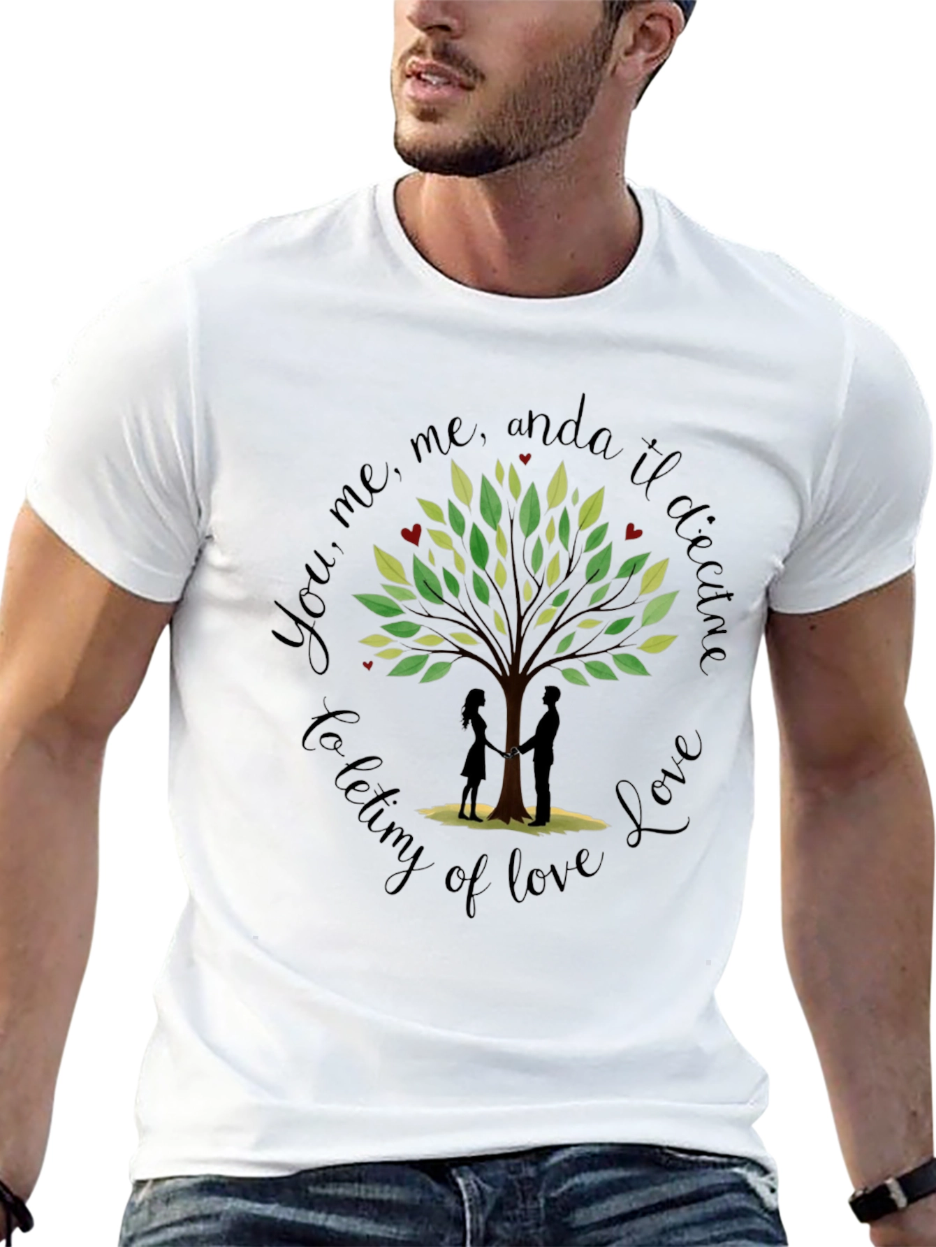 Romantic Tree of Love Graphic T-Shirt