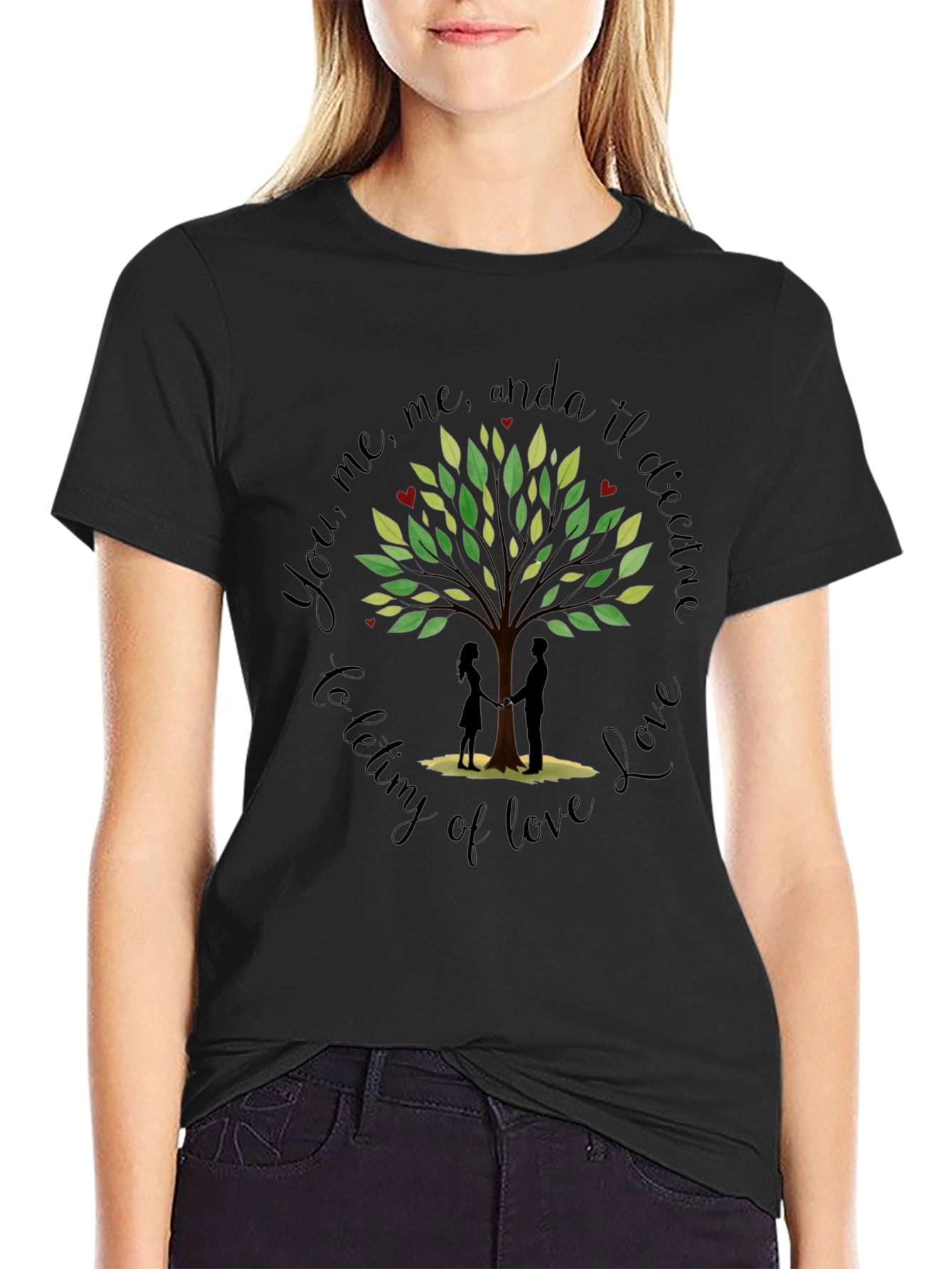 Romantic Tree of Love Graphic T-Shirt