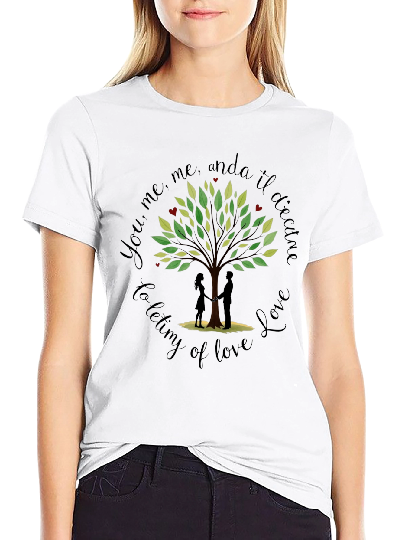 Romantic Tree of Love Graphic T-Shirt