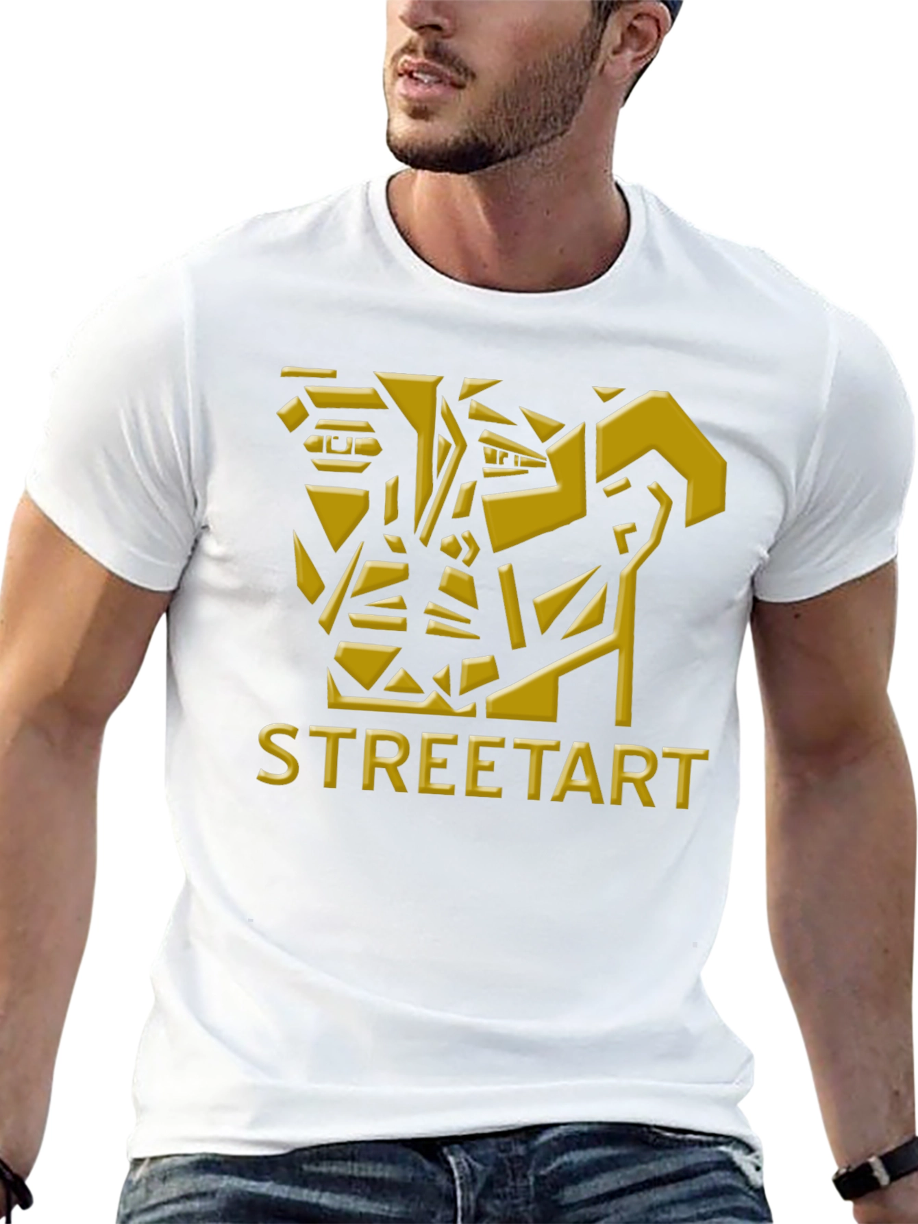 Street Art Geometric Graphic T-Shirt - Black