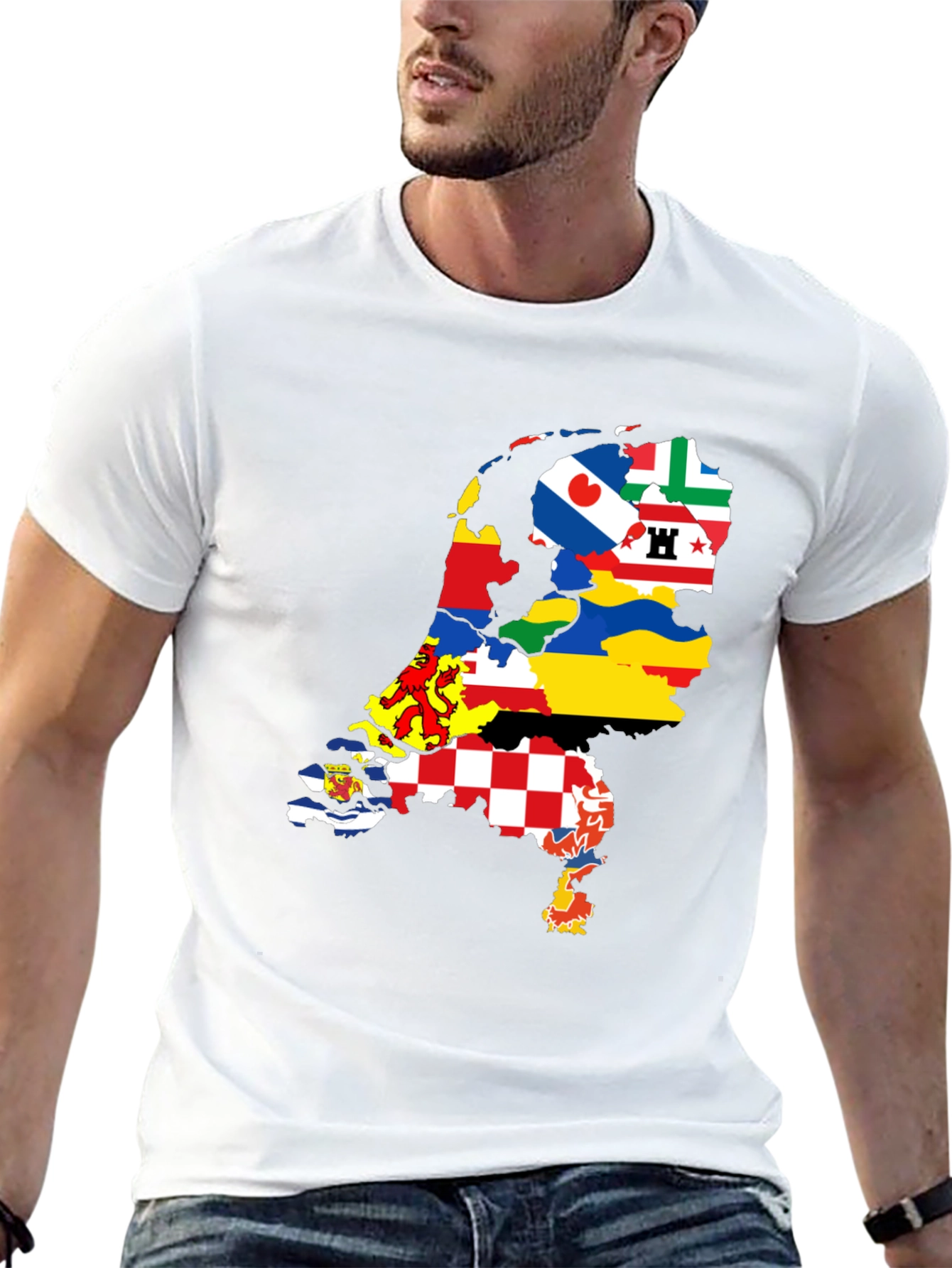Netherlands Provinces Flag Map Black T-Shirt
