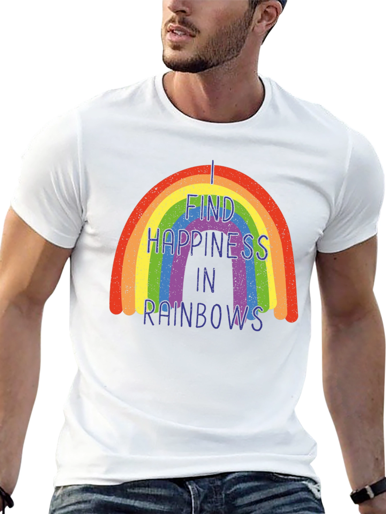 Rainbow Happiness Graphic Tee - Black