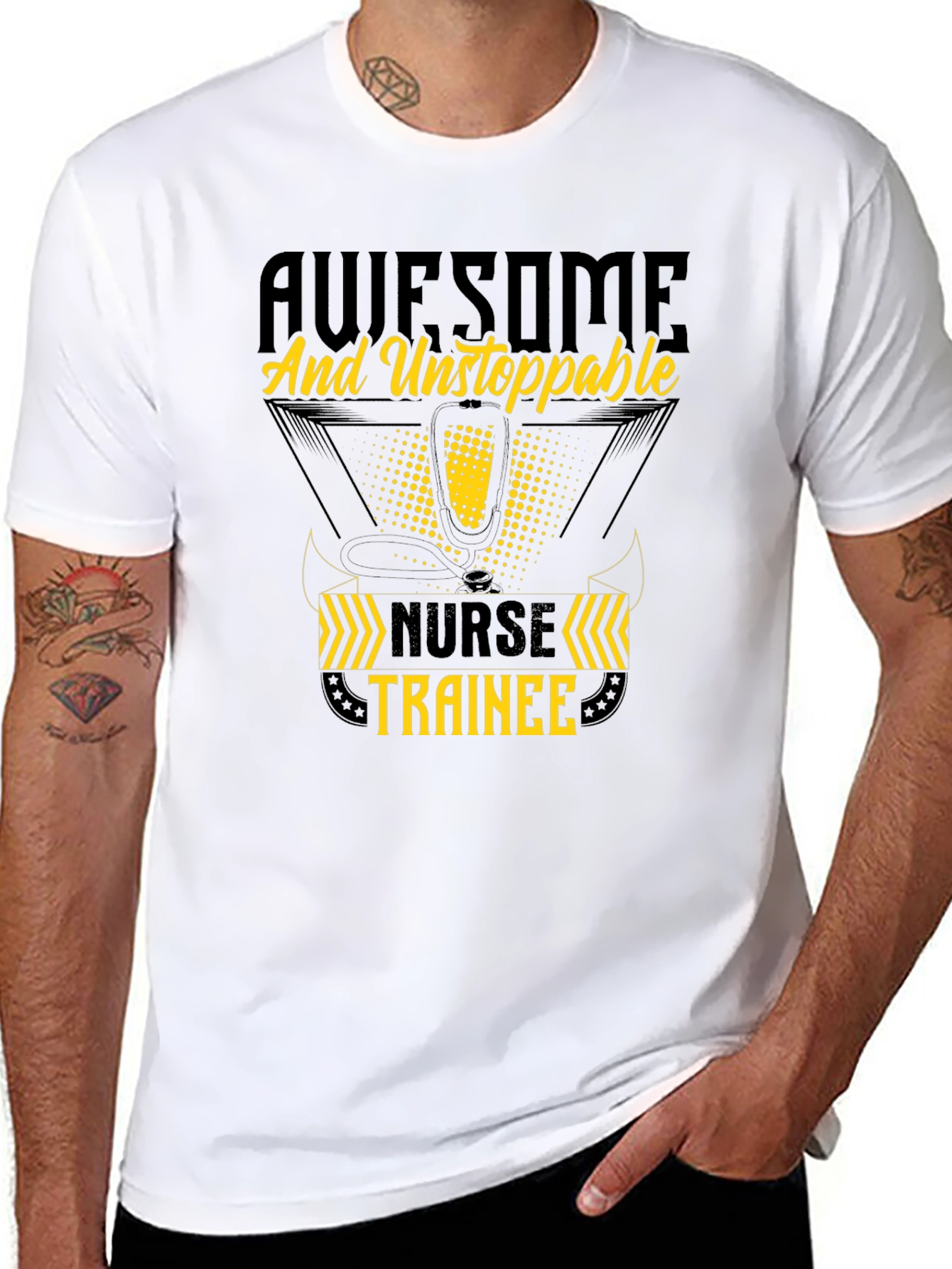 Awesome Nurse Trainee T-Shirt - Black Cotton