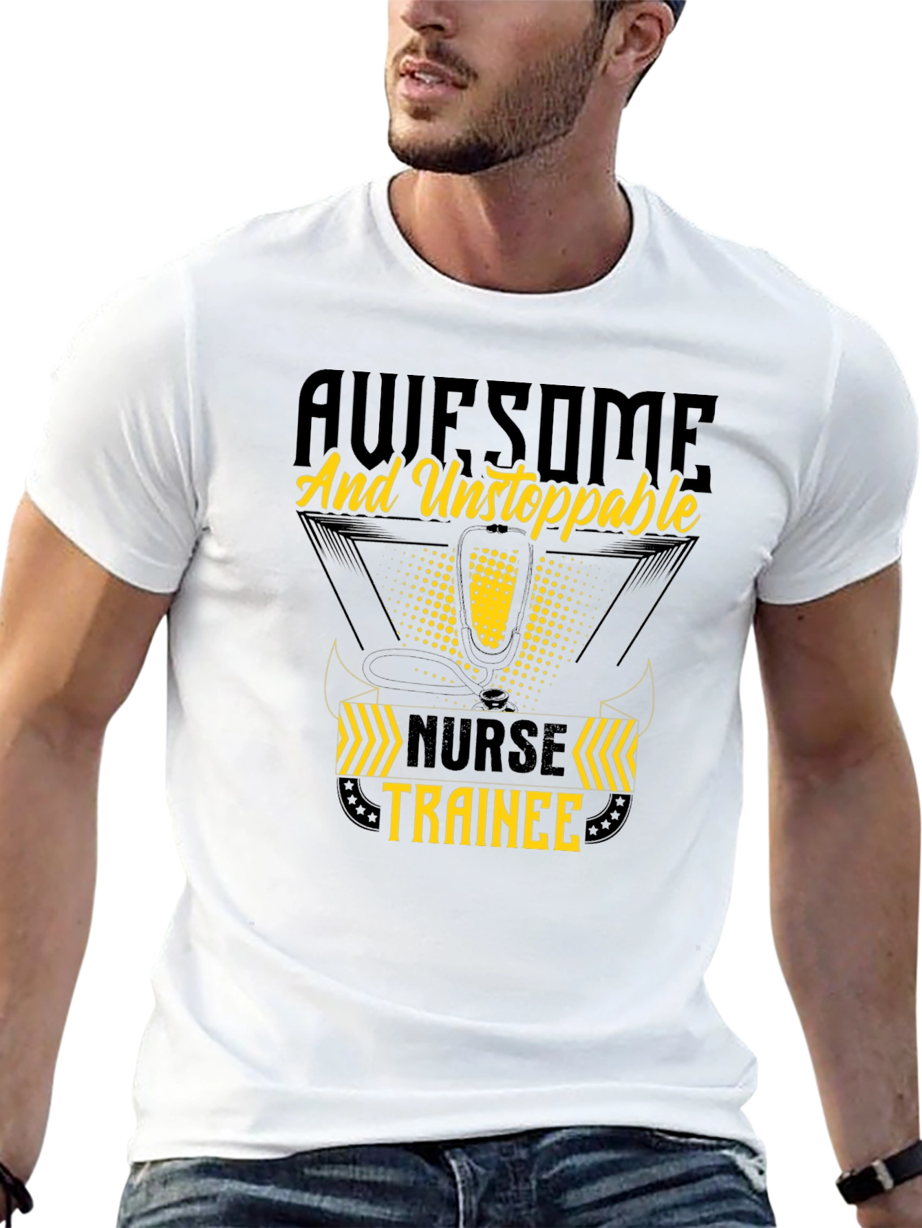 Awesome Nurse Trainee T-Shirt - Black Cotton
