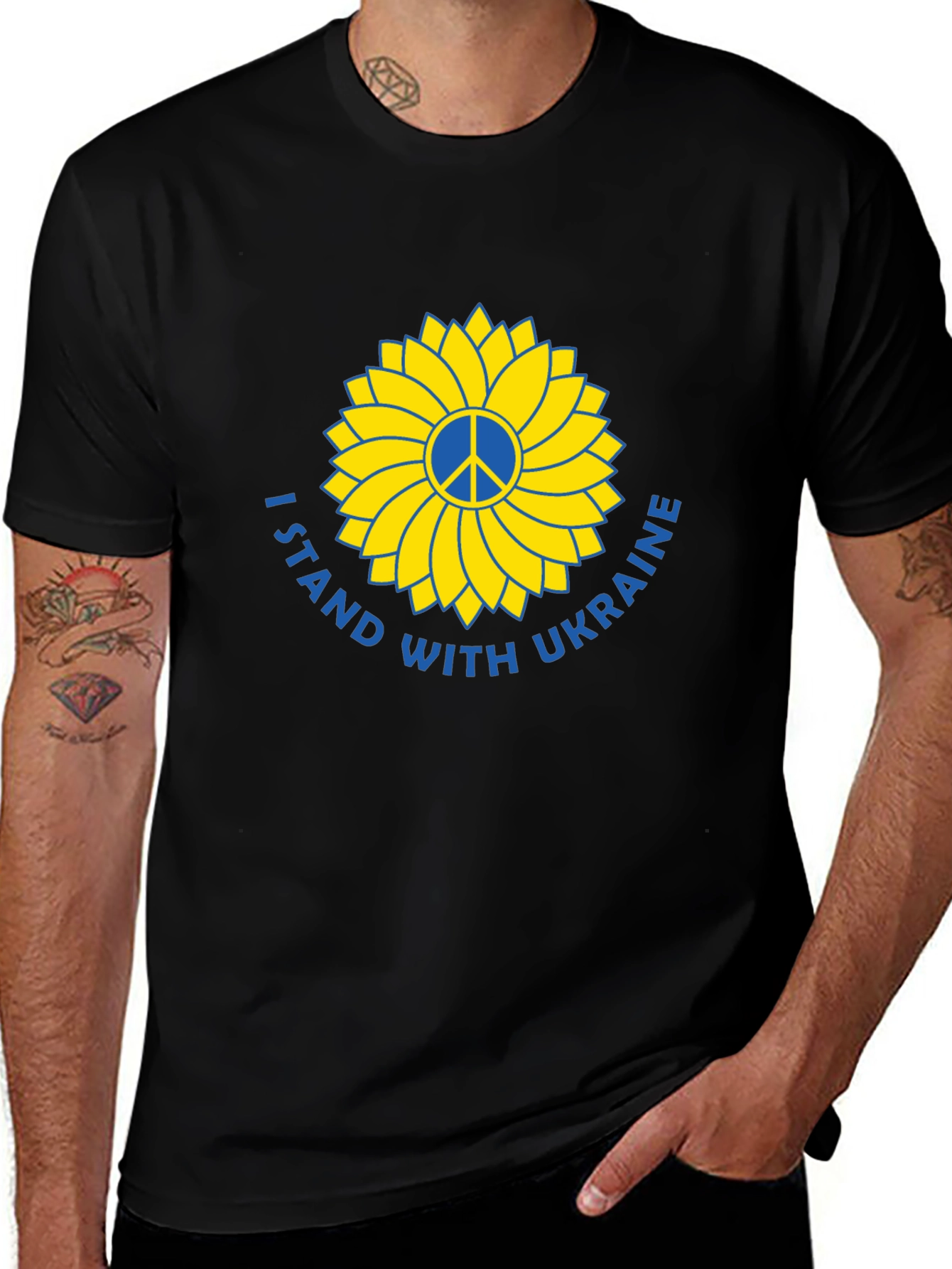 Ukraine Support T-Shirt Peace Sunflower Design