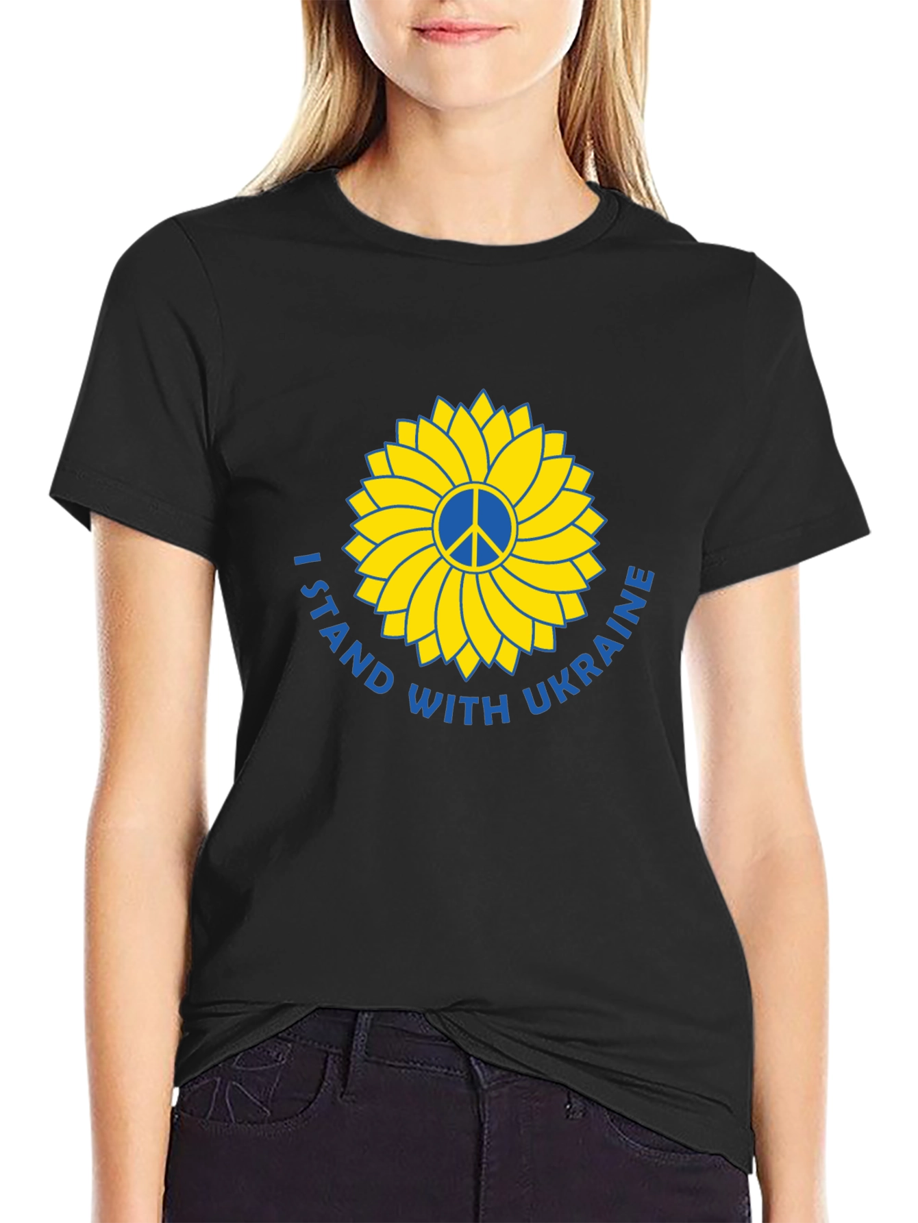Ukraine Support T-Shirt Peace Sunflower Design