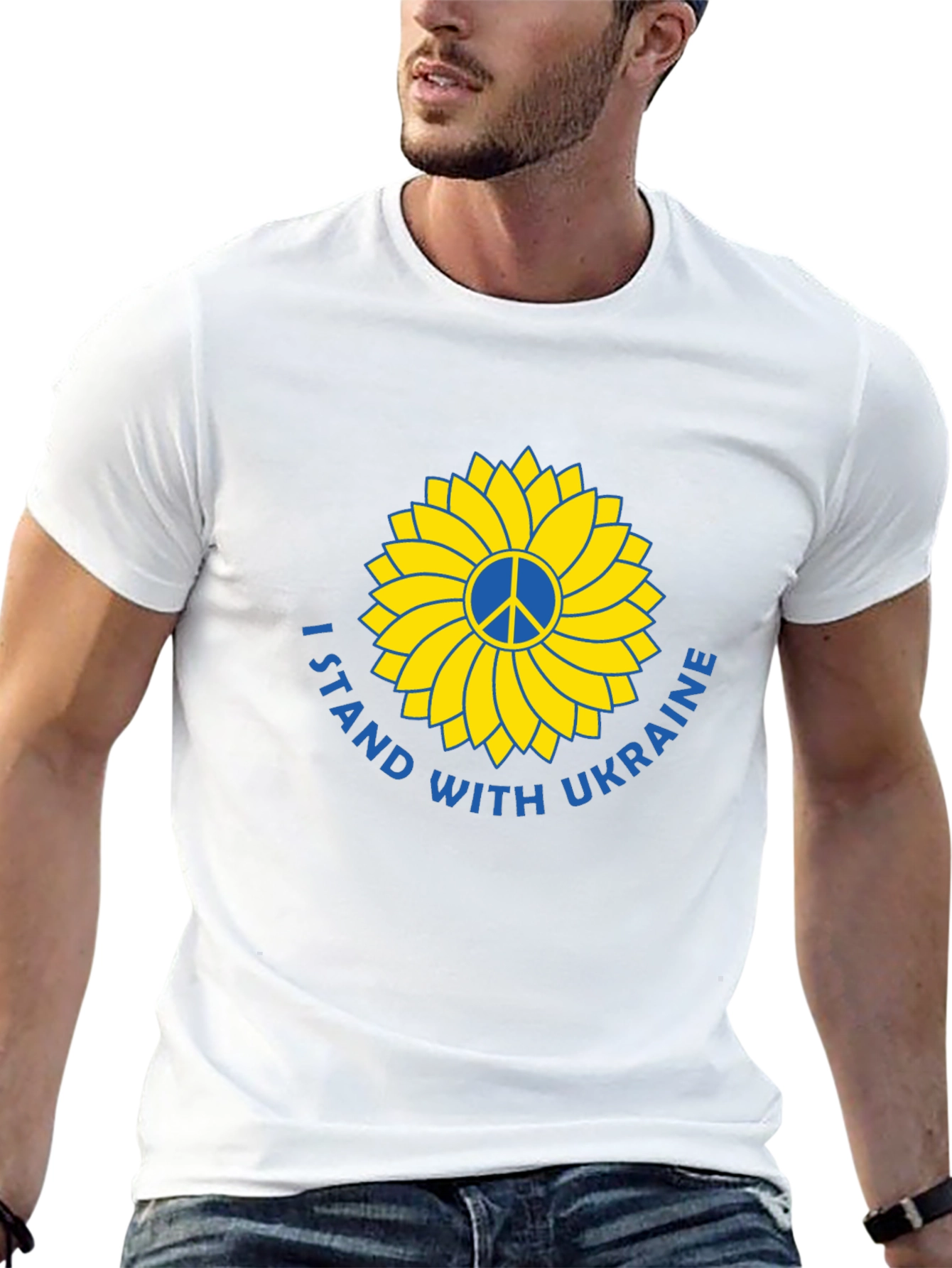 Ukraine Support T-Shirt Peace Sunflower Design