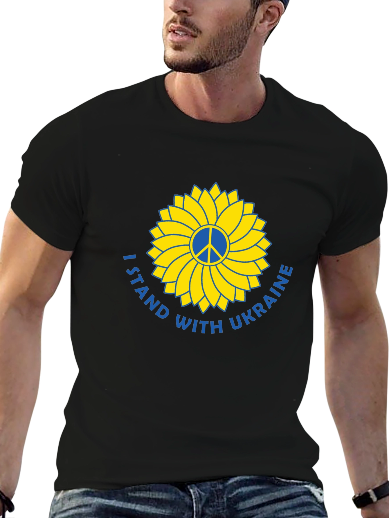 Ukraine Support T-Shirt Peace Sunflower Design