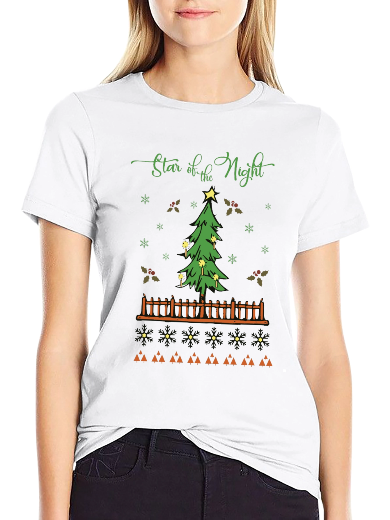 Star of the Night Christmas Tree Graphic T-Shirt