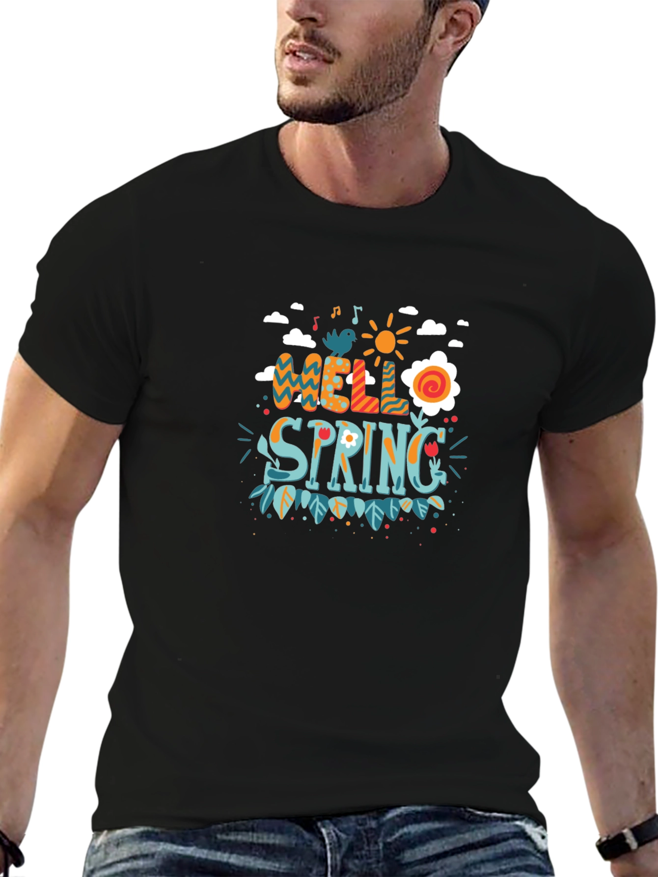 Hello Spring Graphic Tee - Black