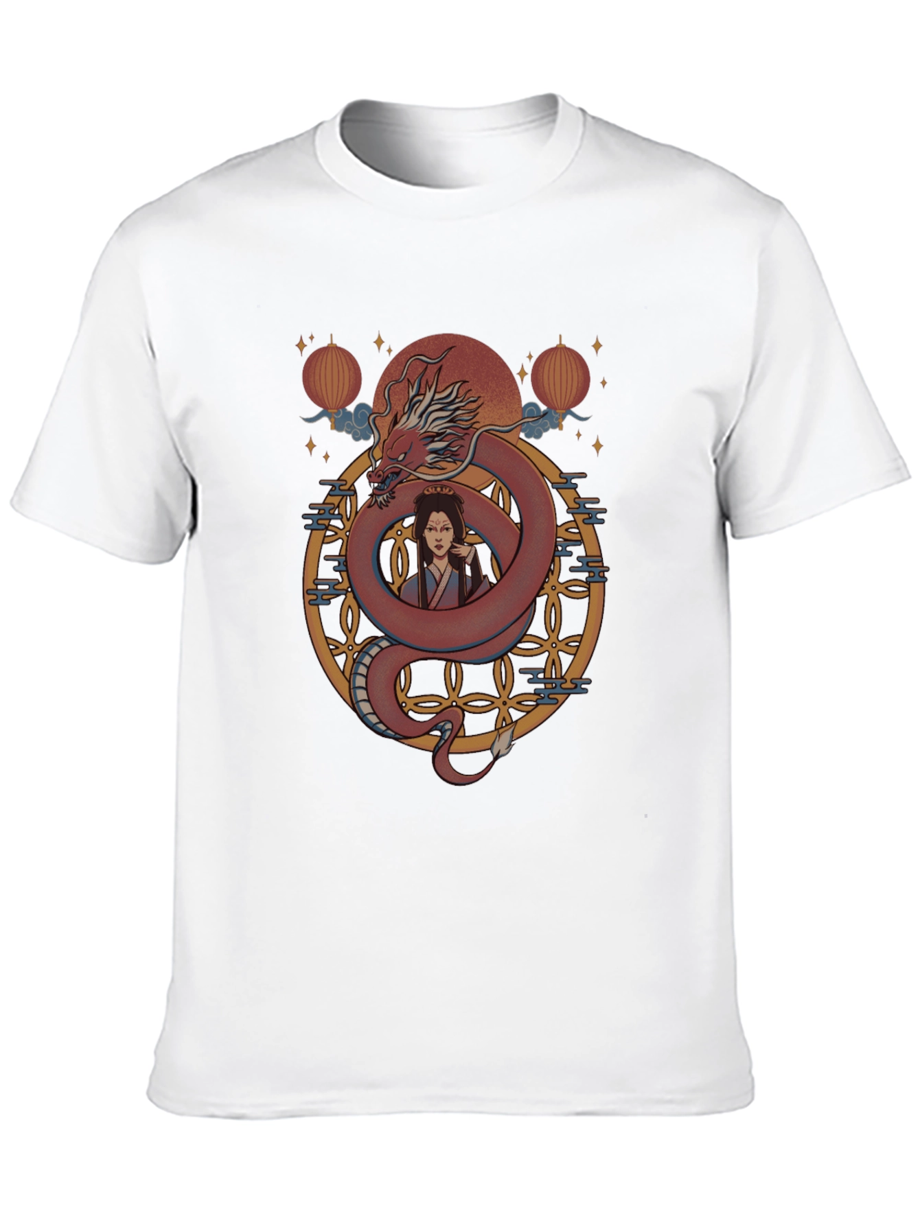 Dragon and Woman Graphic Print T-Shirt