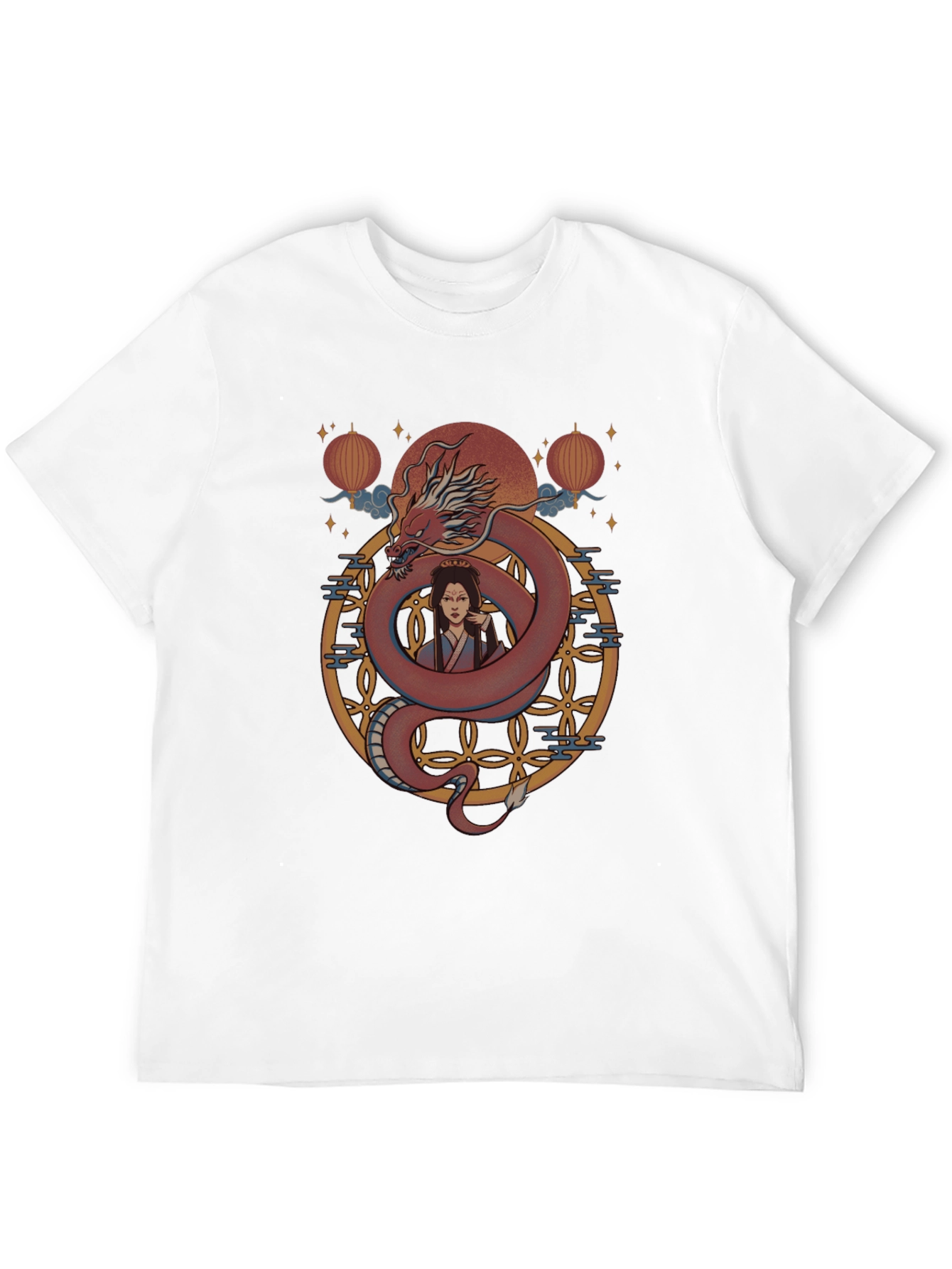 Dragon and Woman Graphic Print T-Shirt