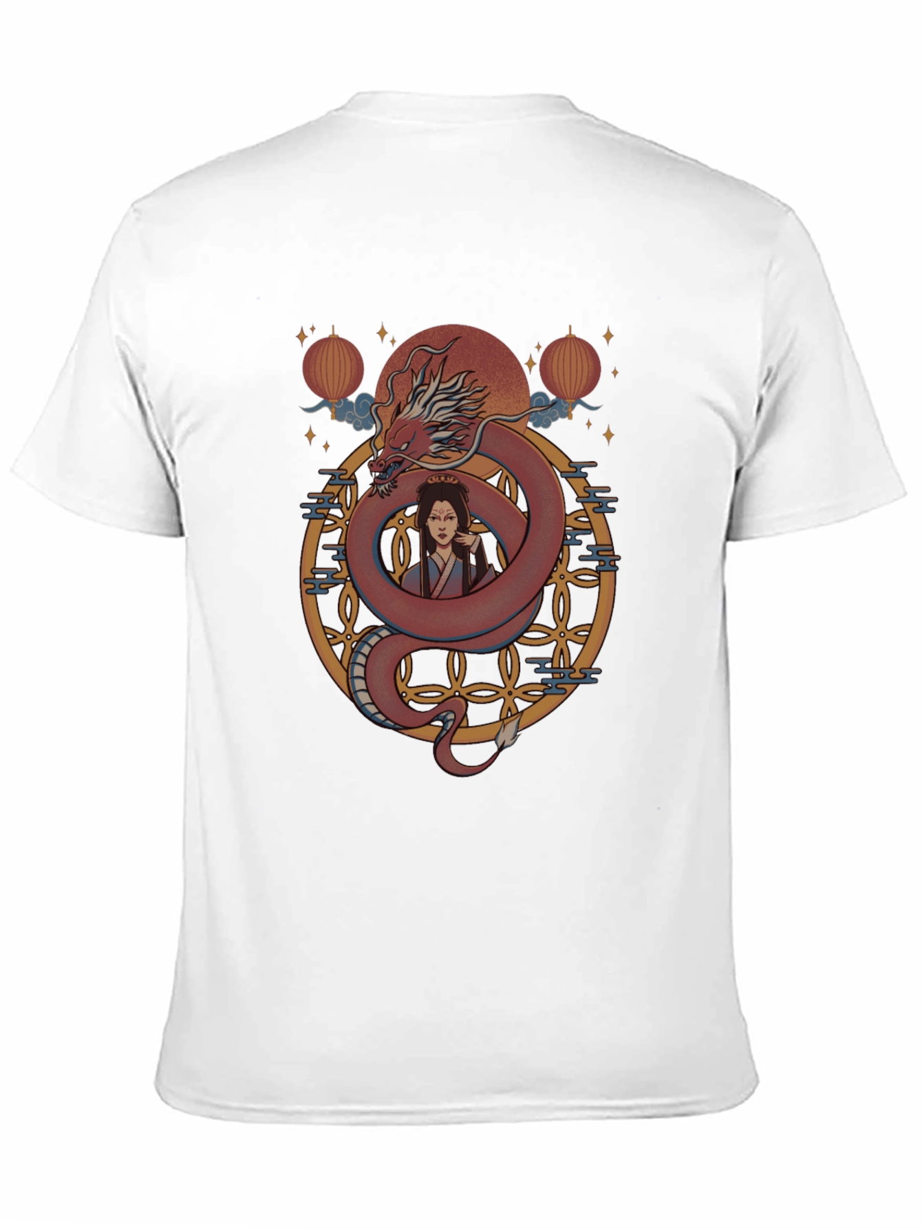 Dragon and Woman Graphic Print T-Shirt