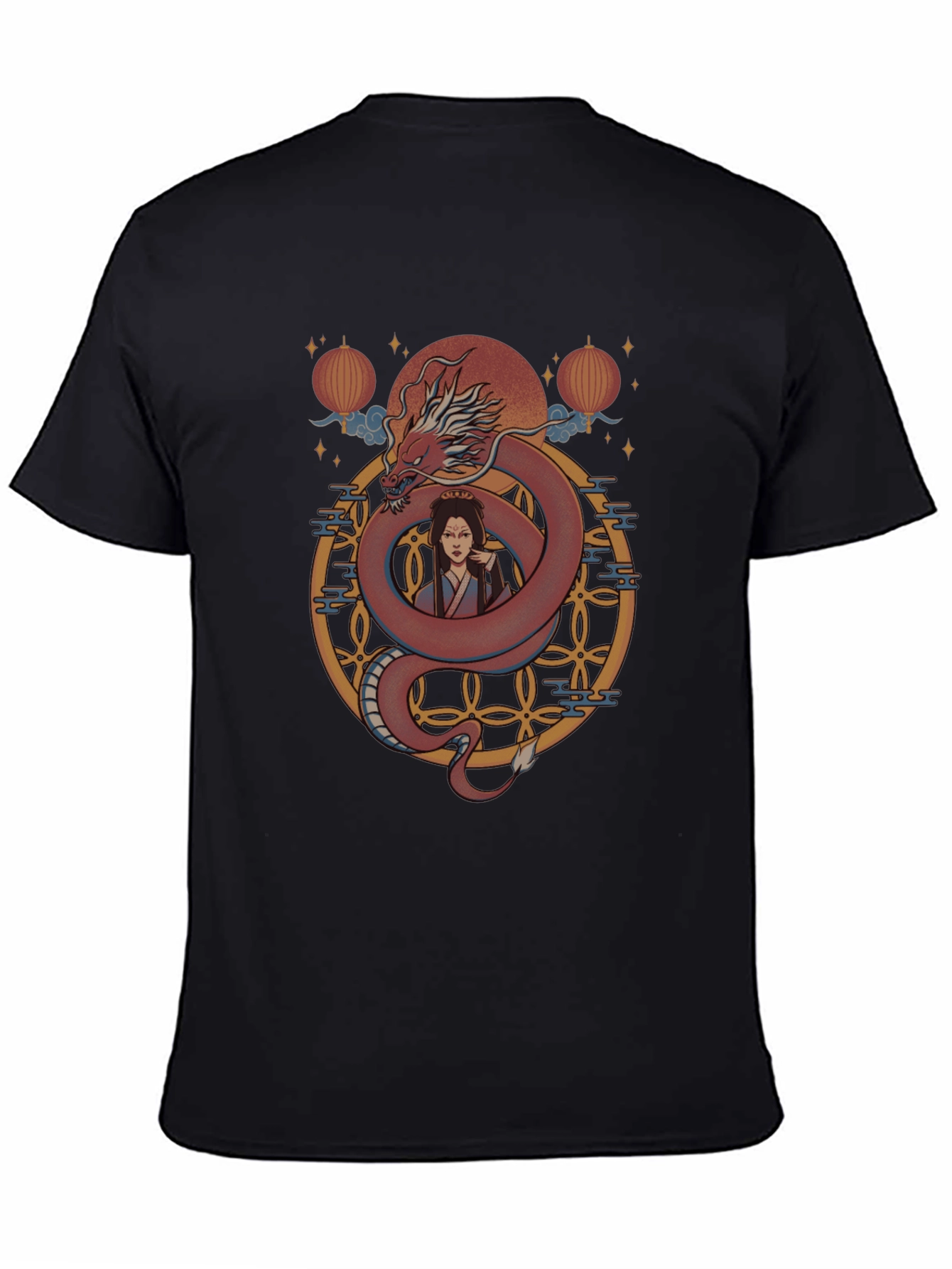 Dragon and Woman Graphic Print T-Shirt