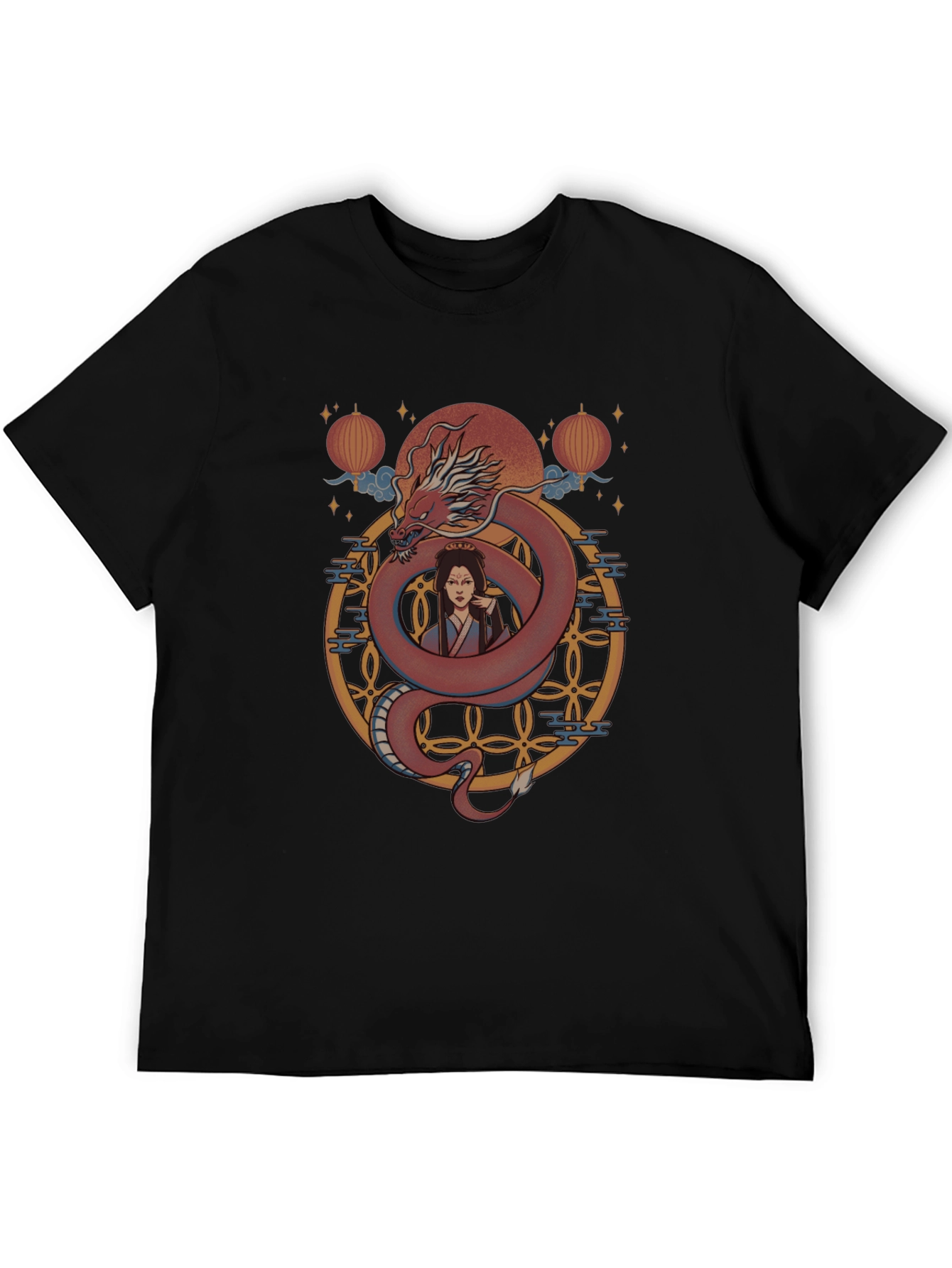 Dragon and Woman Graphic Print T-Shirt